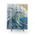 Ocean Wave Shower Curtain – Colorful Coastal Bathroom Decor - Blue Cava