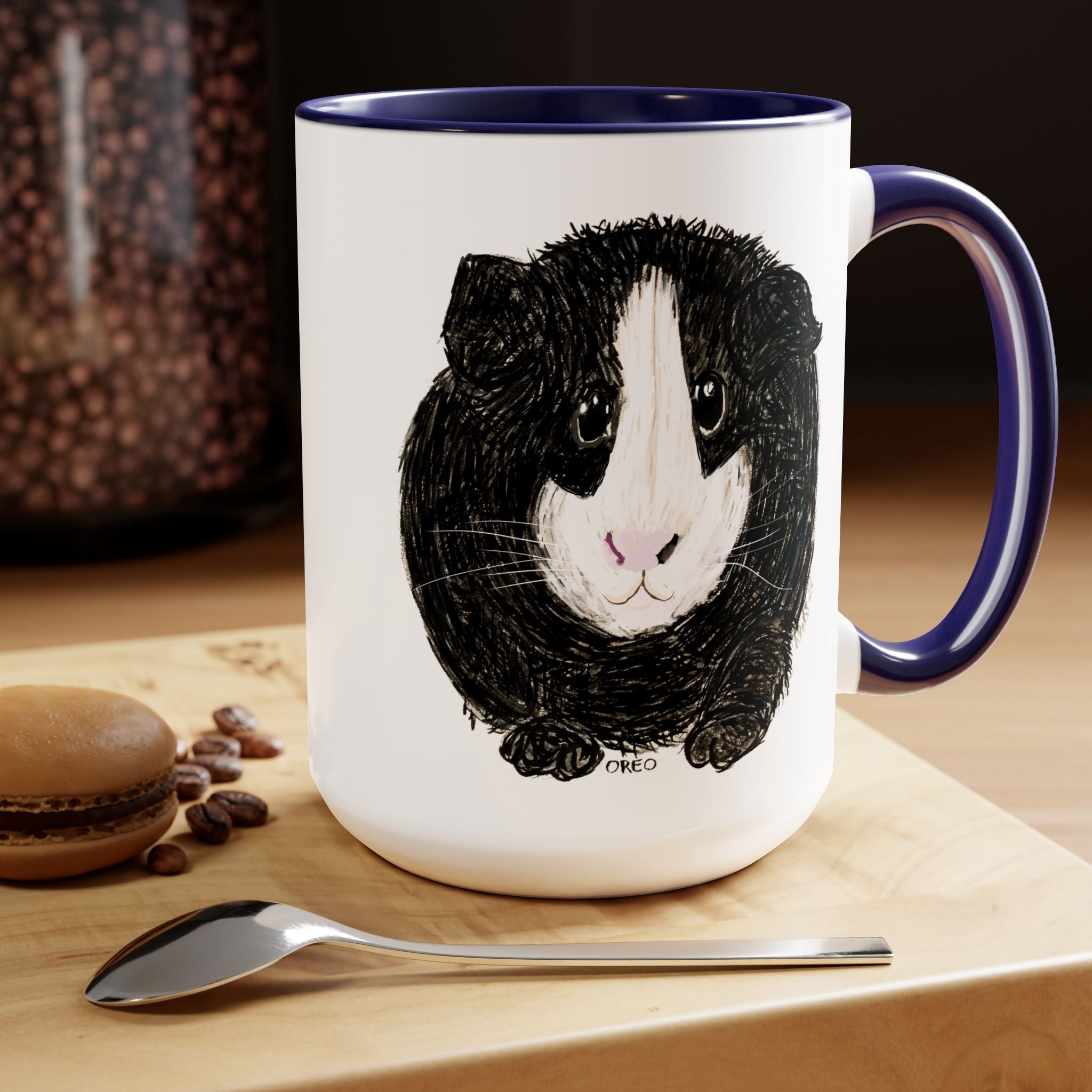 Oreo - Guinea Pig Two - Tone Ceramic Coffee Mugs - Blue Cava