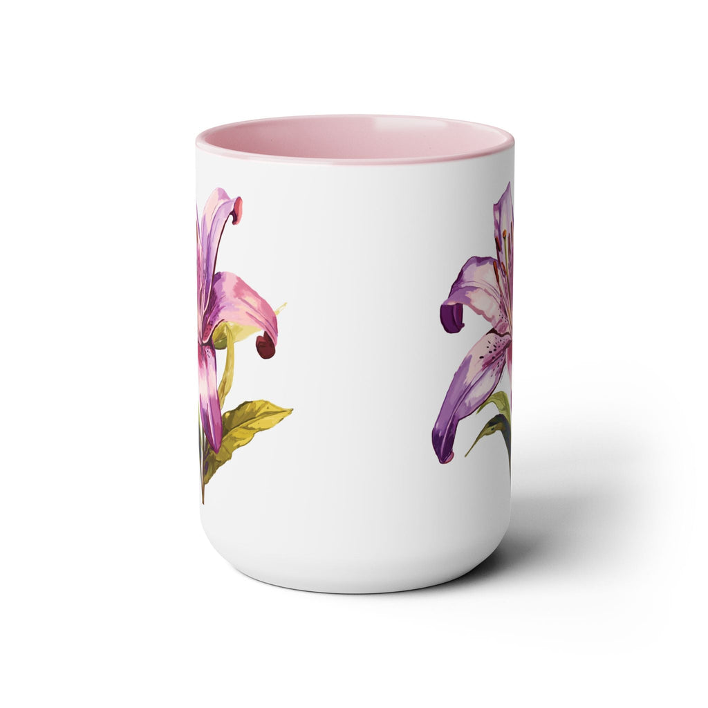 Oriental Lily Two - Tone Ceramic Coffee Mugs - Blue Cava
