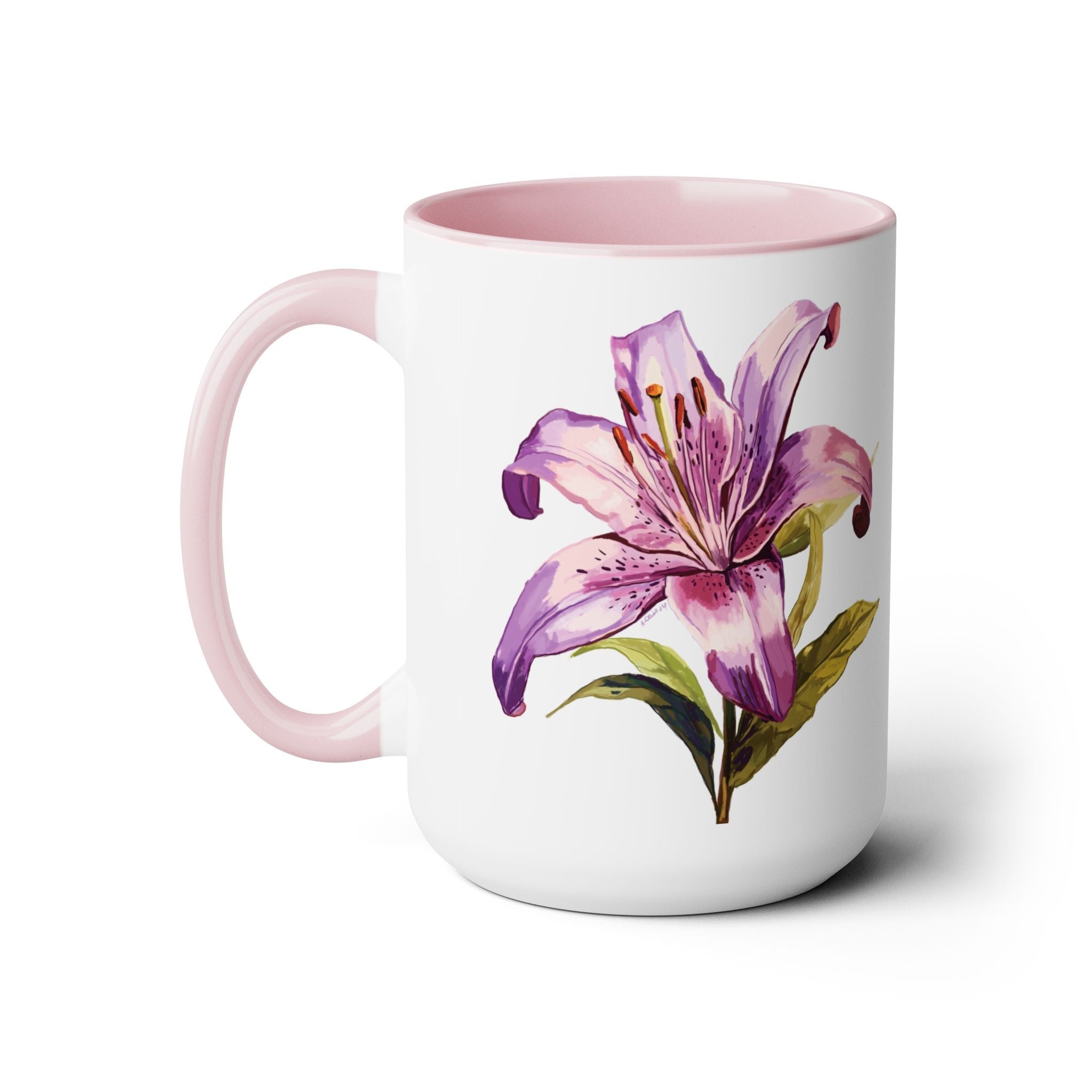 Oriental Lily Two - Tone Ceramic Coffee Mugs - Blue Cava