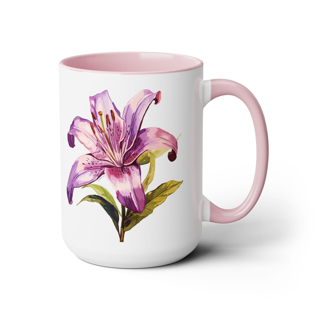 Oriental Lily Two - Tone Ceramic Coffee Mugs - Blue Cava