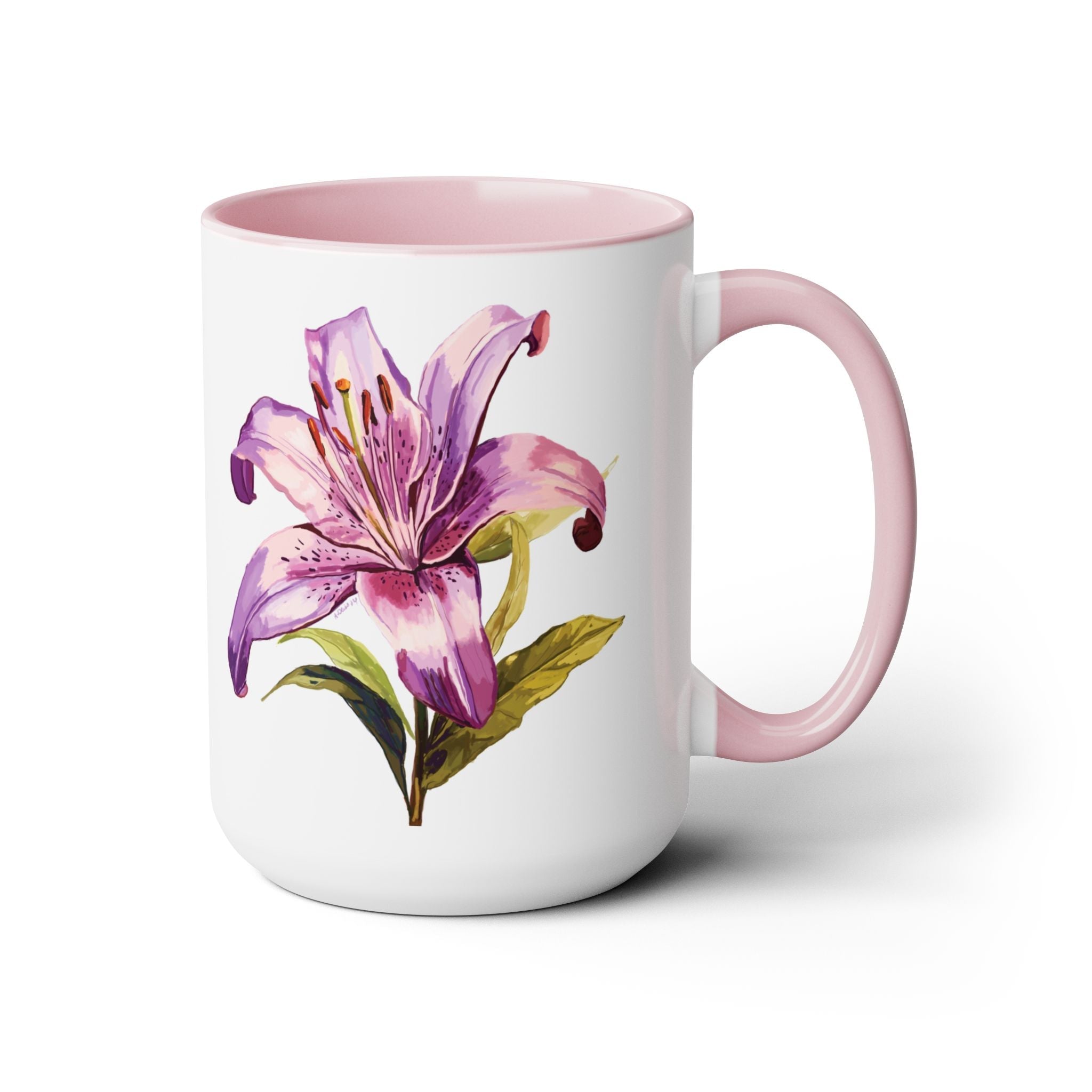 Oriental Lily Two - Tone Ceramic Coffee Mugs - Blue Cava