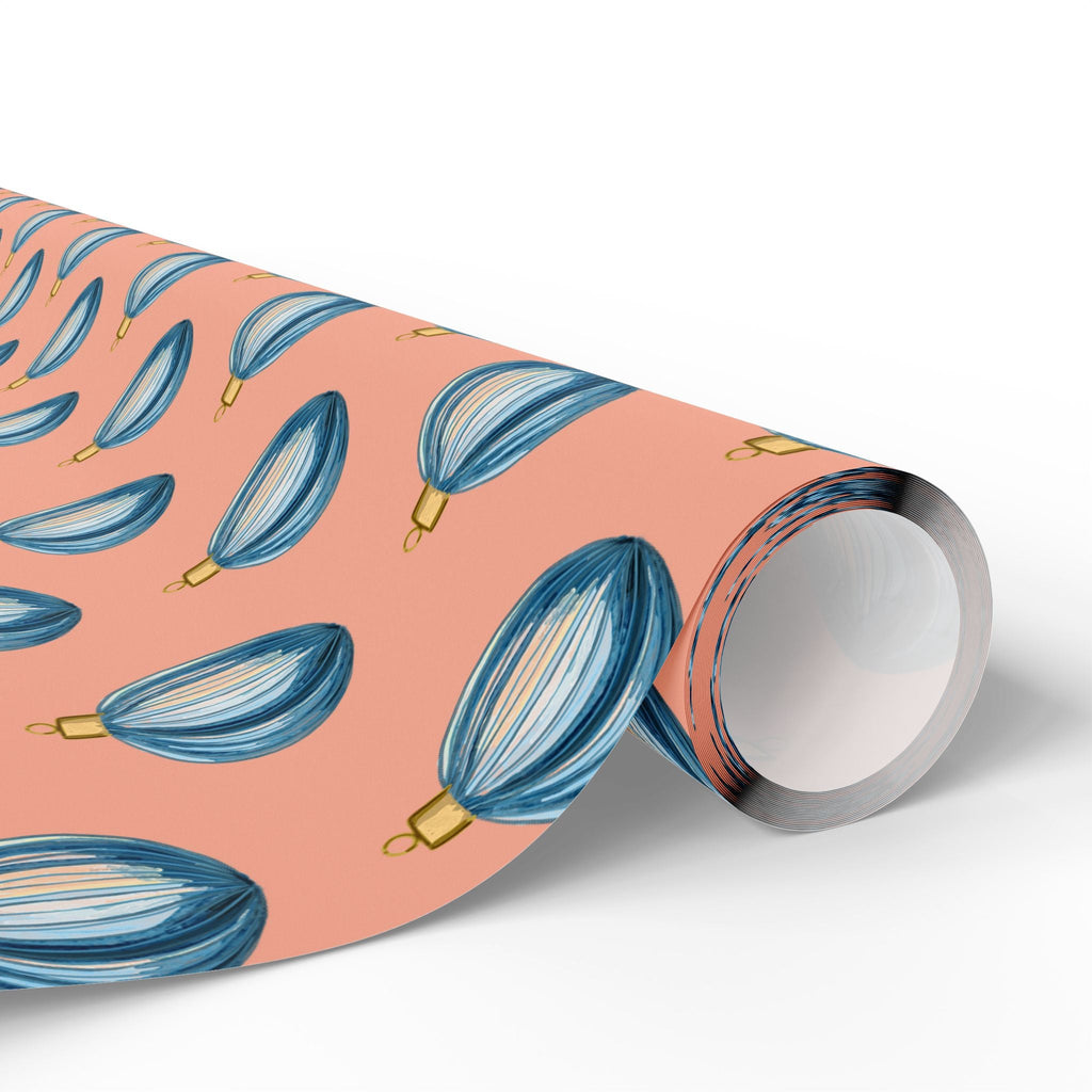 Ornament Striped Holiday Wrapping Paper - Blue Cava