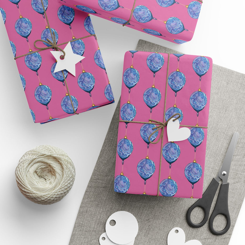 Ornamental Christmas Gift Wrapping Paper - Eco Friendly - Blue Cava