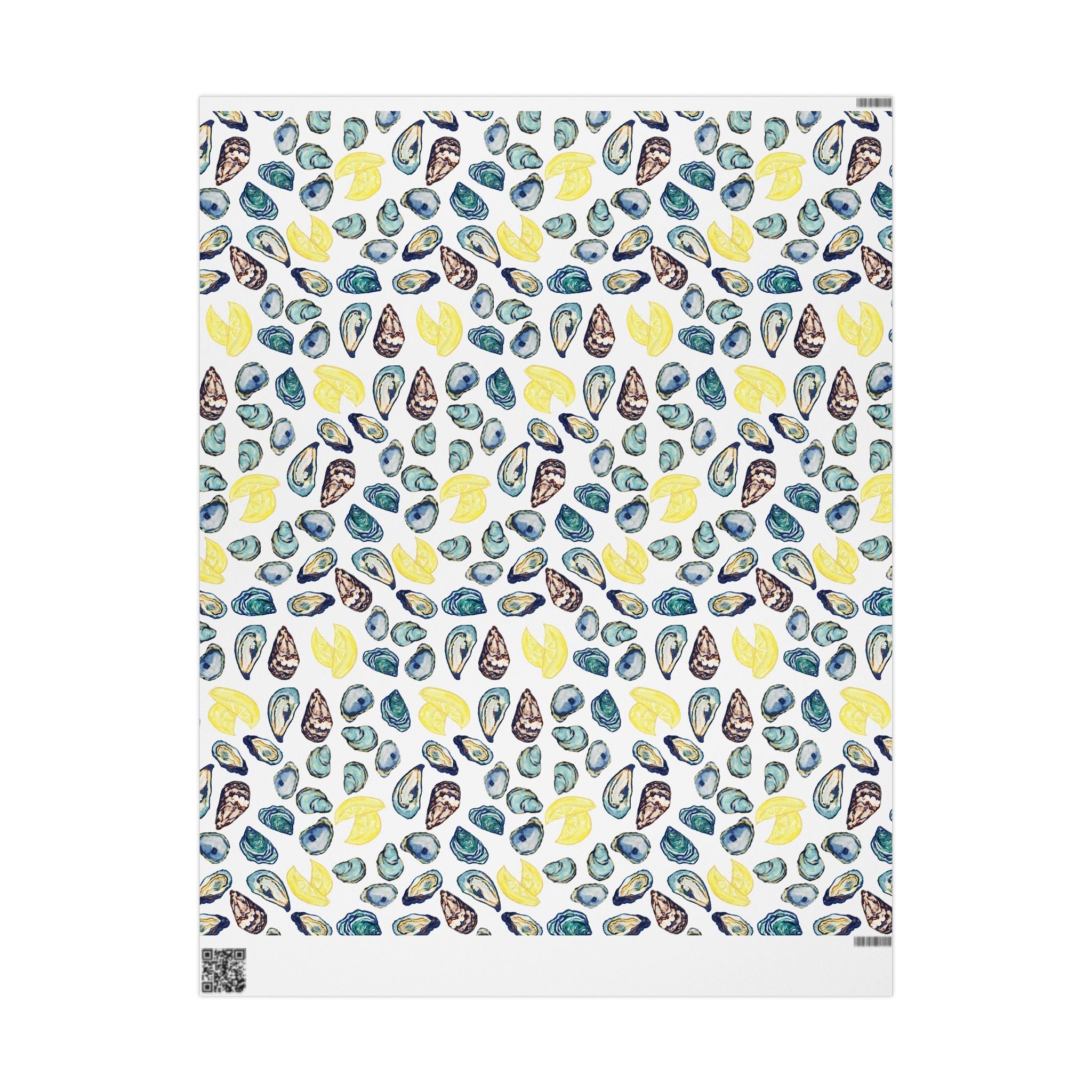 Coastal Oyster Gift Wrapping Paper, Eco-Friendly in matte or glossy available in 30 x 36, 30 x 72 or 30 x 180 - Blue Cava