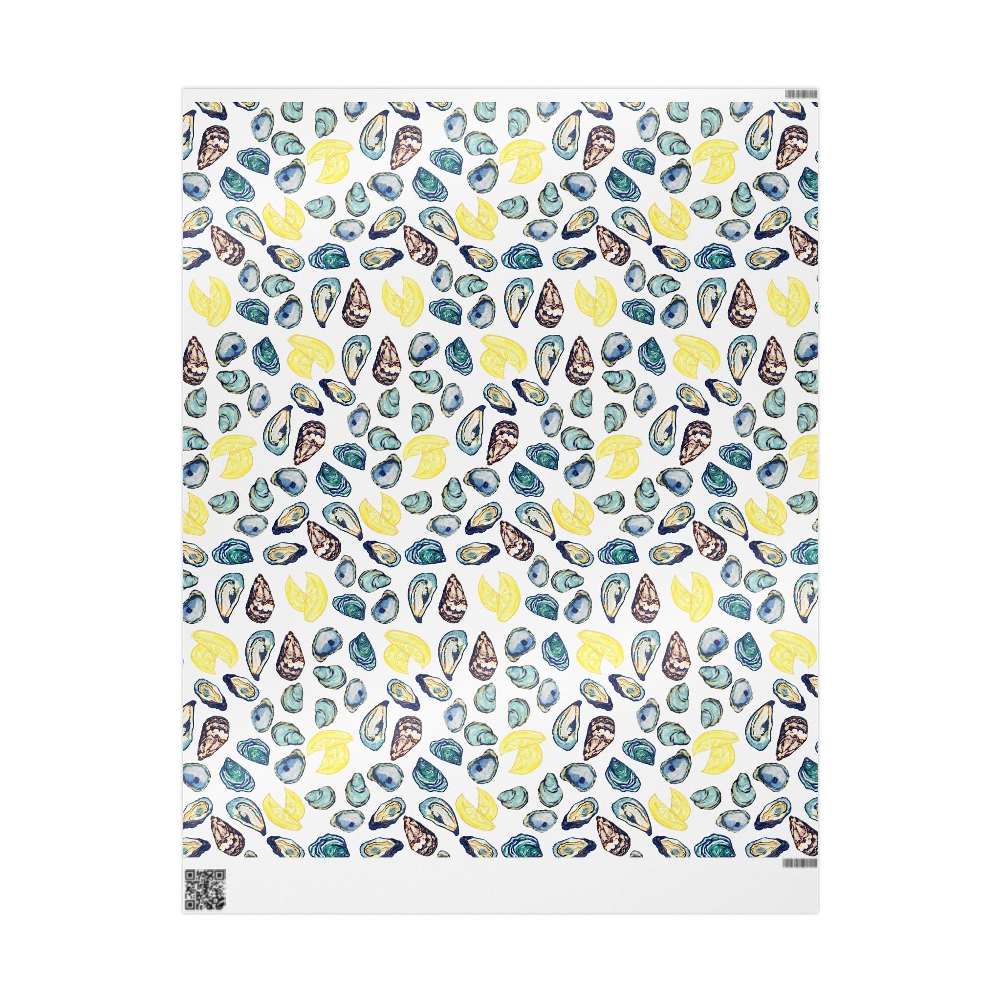 Coastal Oyster Gift Wrapping Paper, Eco-Friendly in matte or glossy available in 30 x 36, 30 x 72 or 30 x 180 - Blue Cava