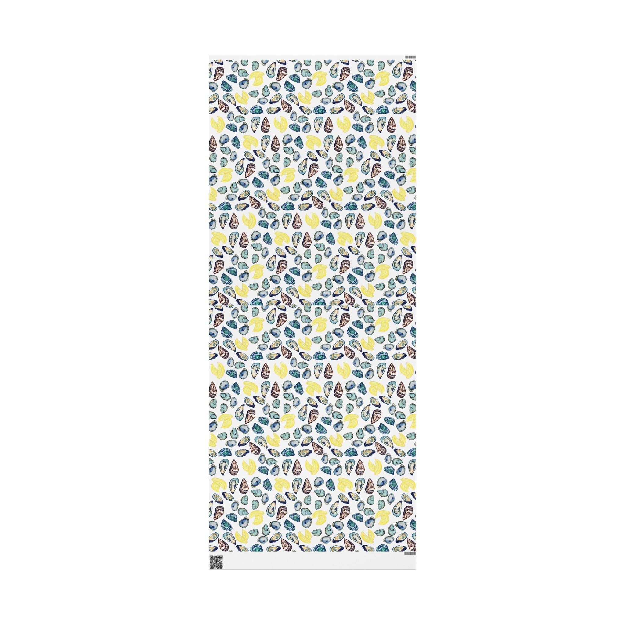 Coastal Oyster Gift Wrapping Paper, Eco-Friendly in matte or glossy available in 30 x 36, 30 x 72 or 30 x 180 - Blue Cava