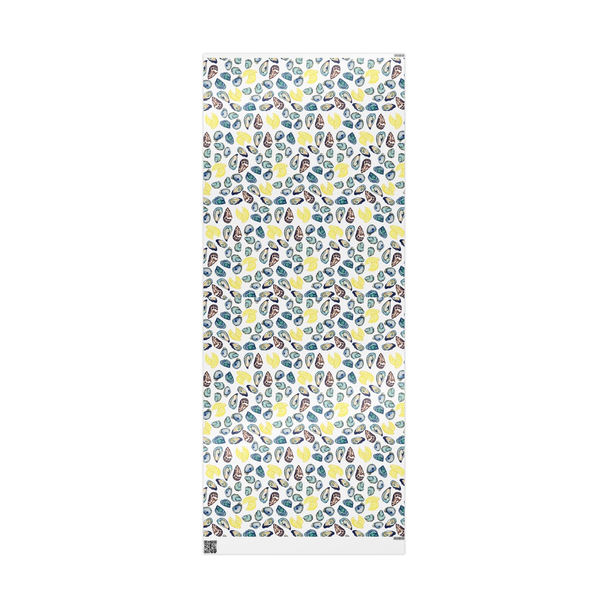 Coastal Oyster Gift Wrapping Paper, Eco-Friendly in matte or glossy available in 30 x 36, 30 x 72 or 30 x 180 - Blue Cava