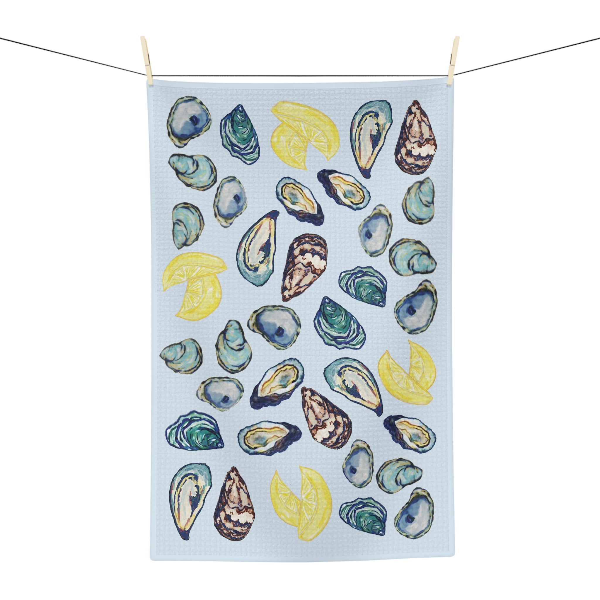 Oyster Microfiber Waffle Kitchen Towel - Blue Cava