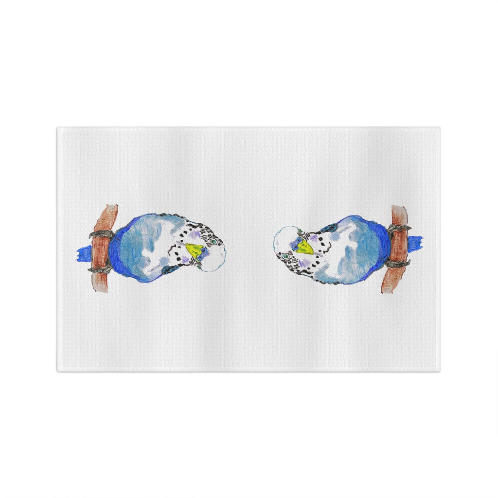 Parakeet Microfiber Waffle Kitchen Towel - Blue Cava