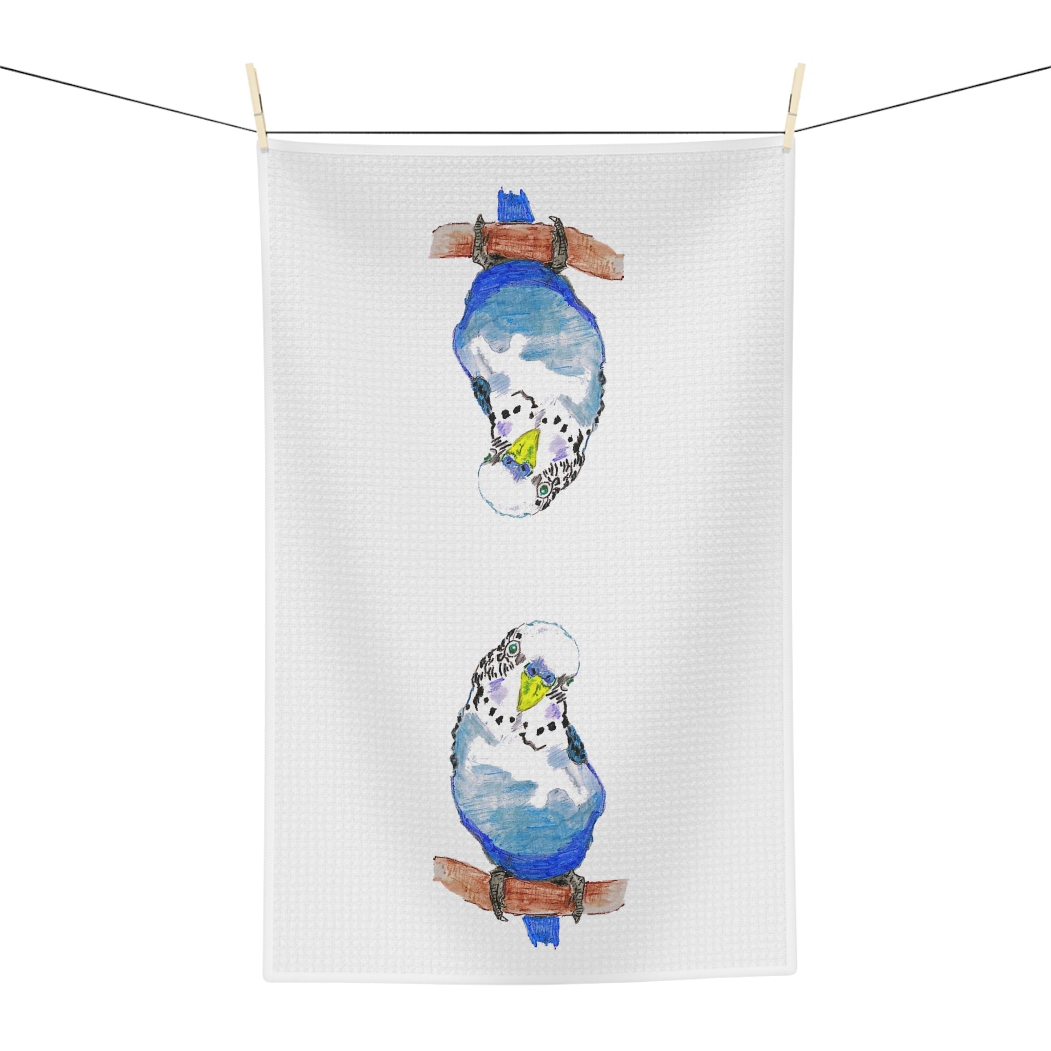 Parakeet Microfiber Waffle Kitchen Towel - Blue Cava