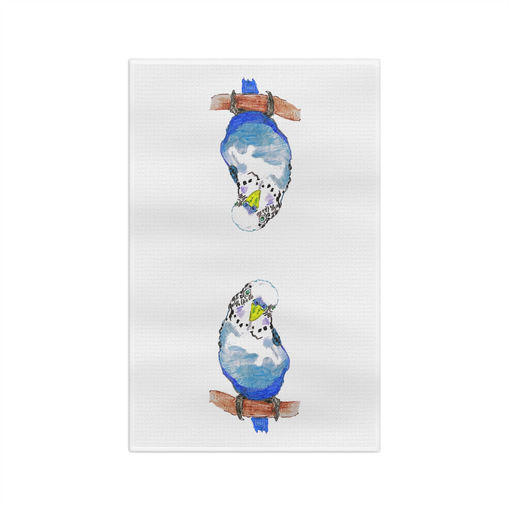 Parakeet Microfiber Waffle Kitchen Towel - Blue Cava