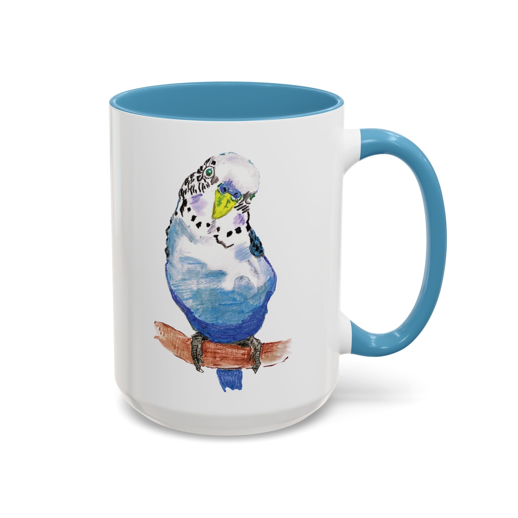 Parakeet Two Tone Ceramic Coffee Mugs - Blue Cava