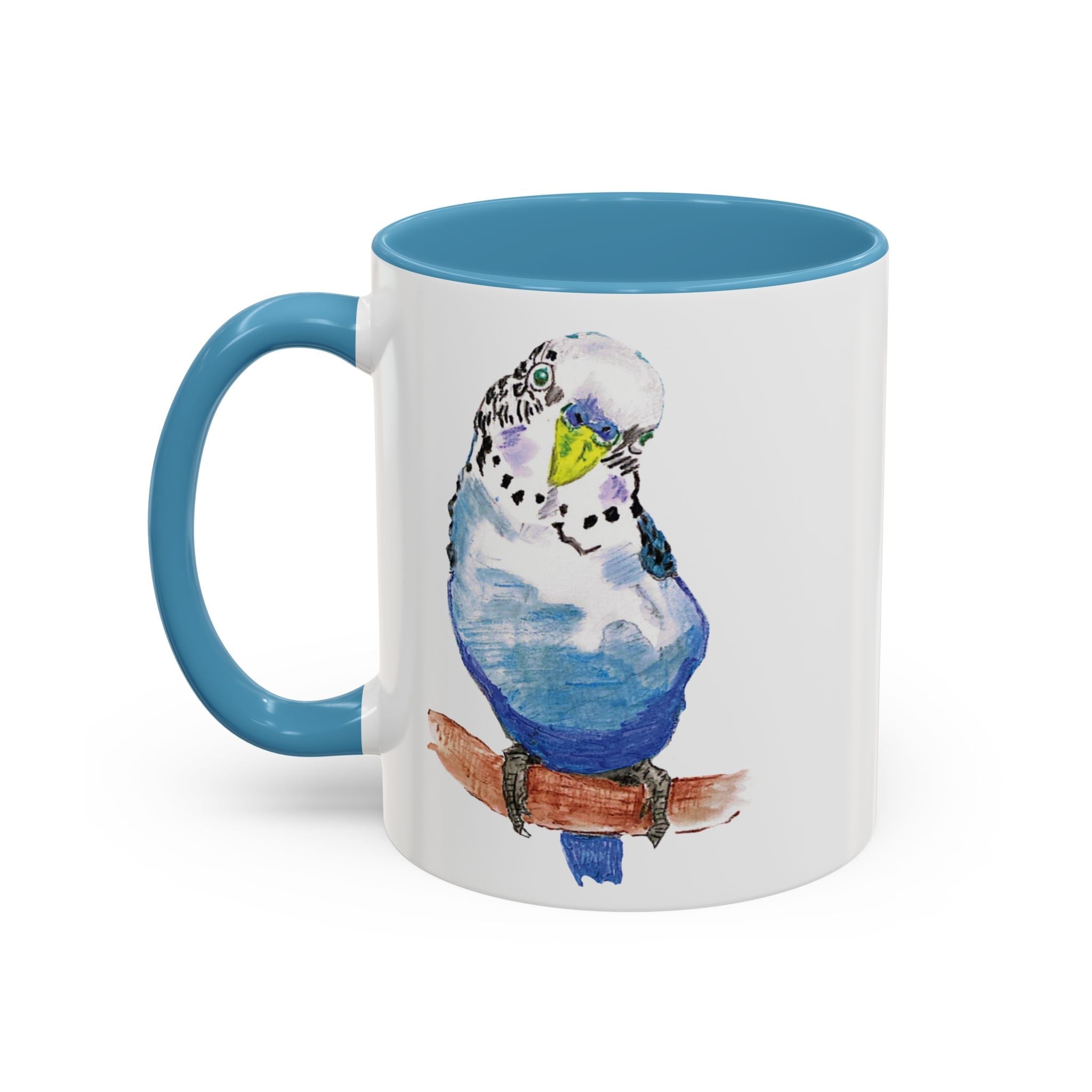 Parakeet Two Tone Ceramic Coffee Mugs - Blue Cava