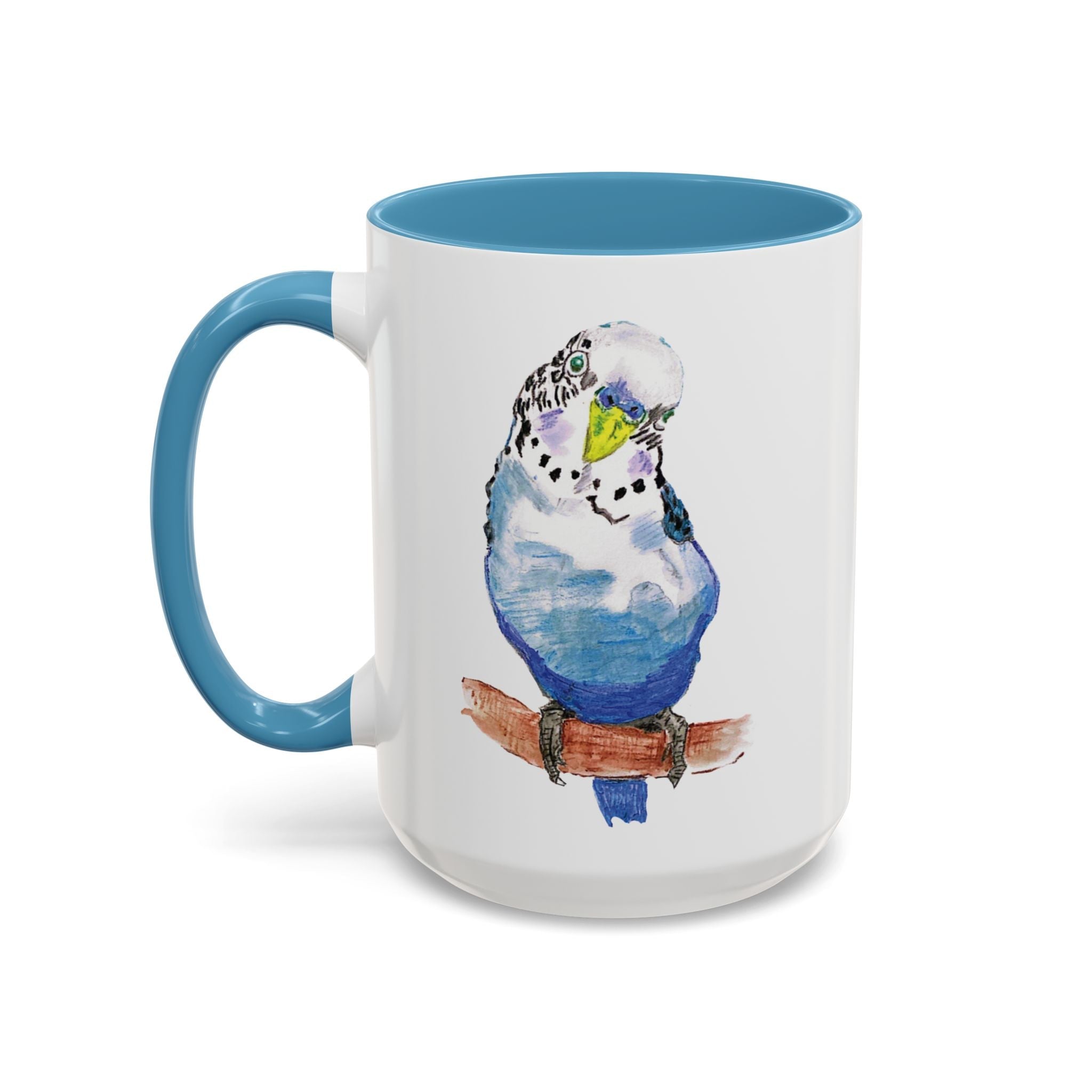 Parakeet Two Tone Ceramic Coffee Mugs - Blue Cava
