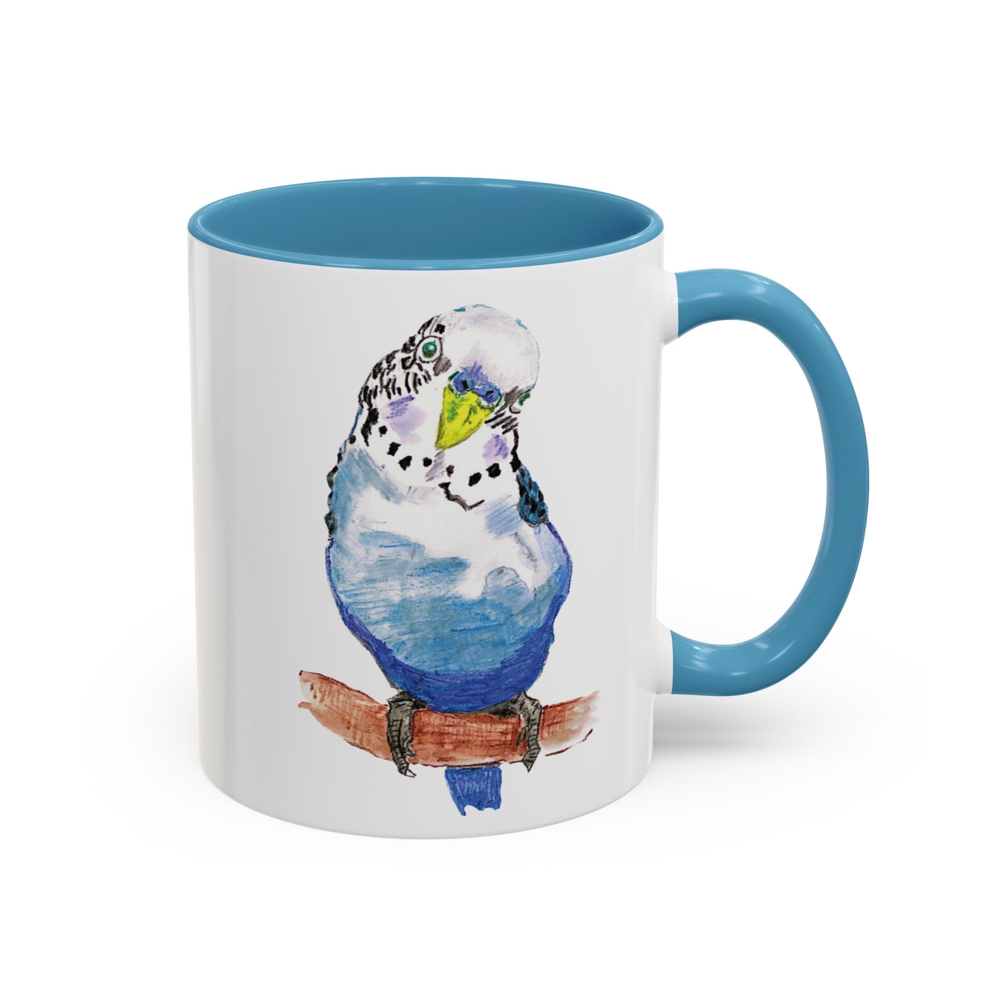 Parakeet Two Tone Ceramic Coffee Mugs - Blue Cava