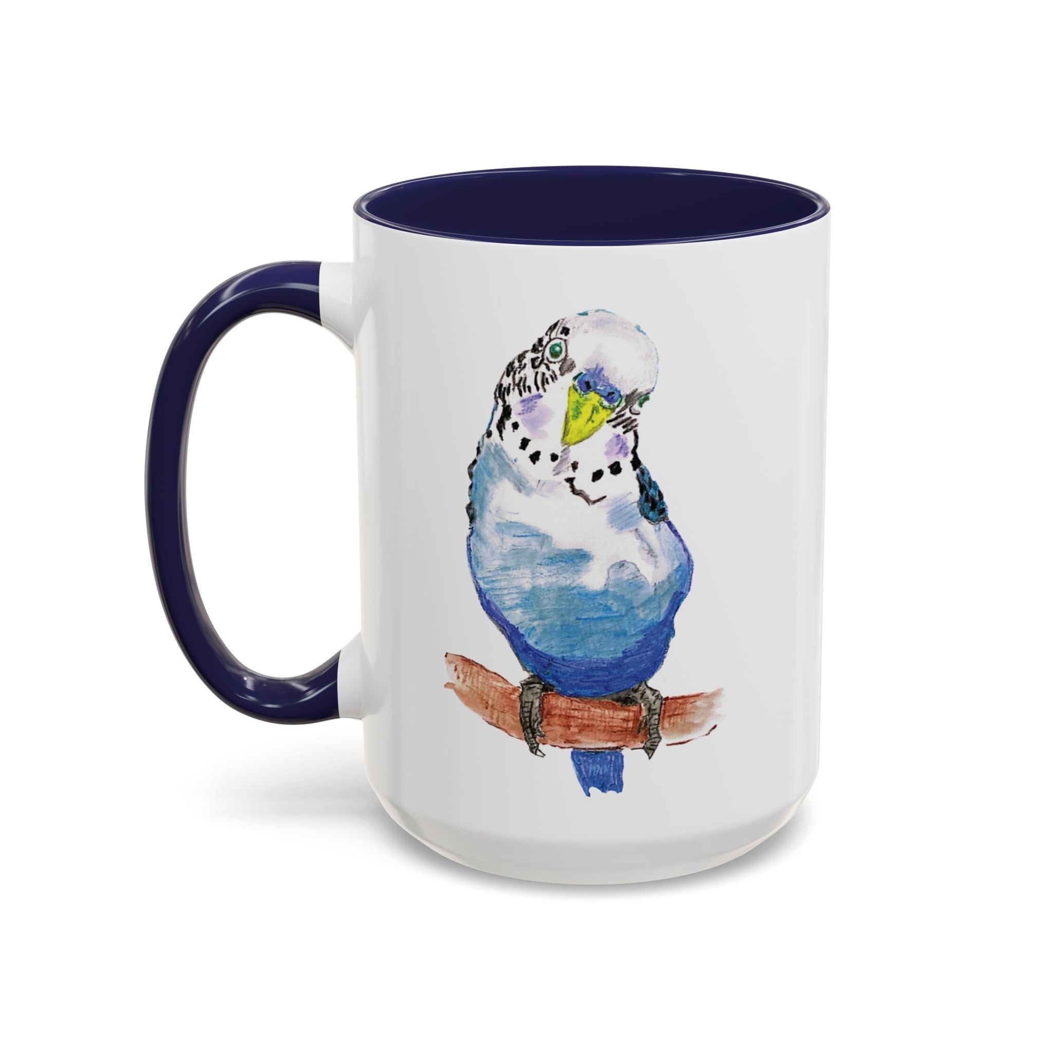 Parakeet Two Tone Ceramic Coffee Mugs - Blue Cava