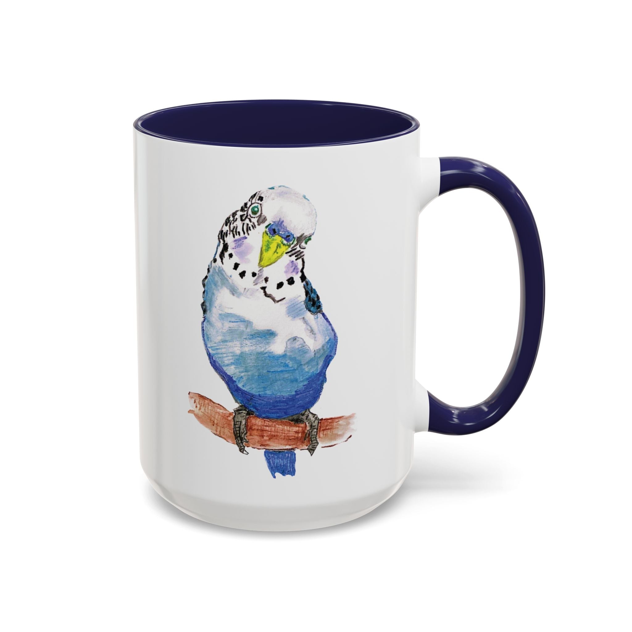 Parakeet Two Tone Ceramic Coffee Mugs - Blue Cava