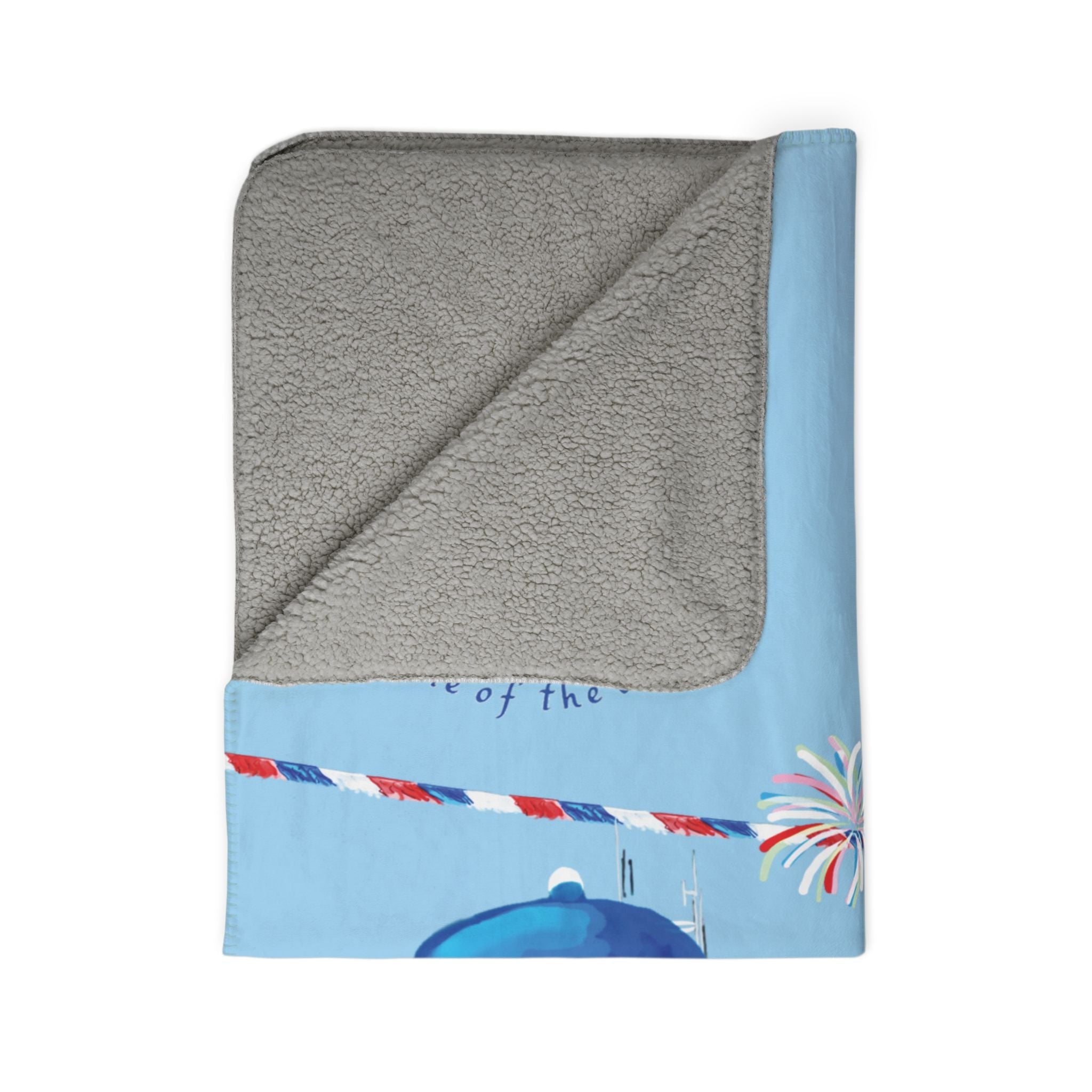 Patriotic Southport Fleece Sherpa Blanket - Perfect for 4th of July - Blue Cava