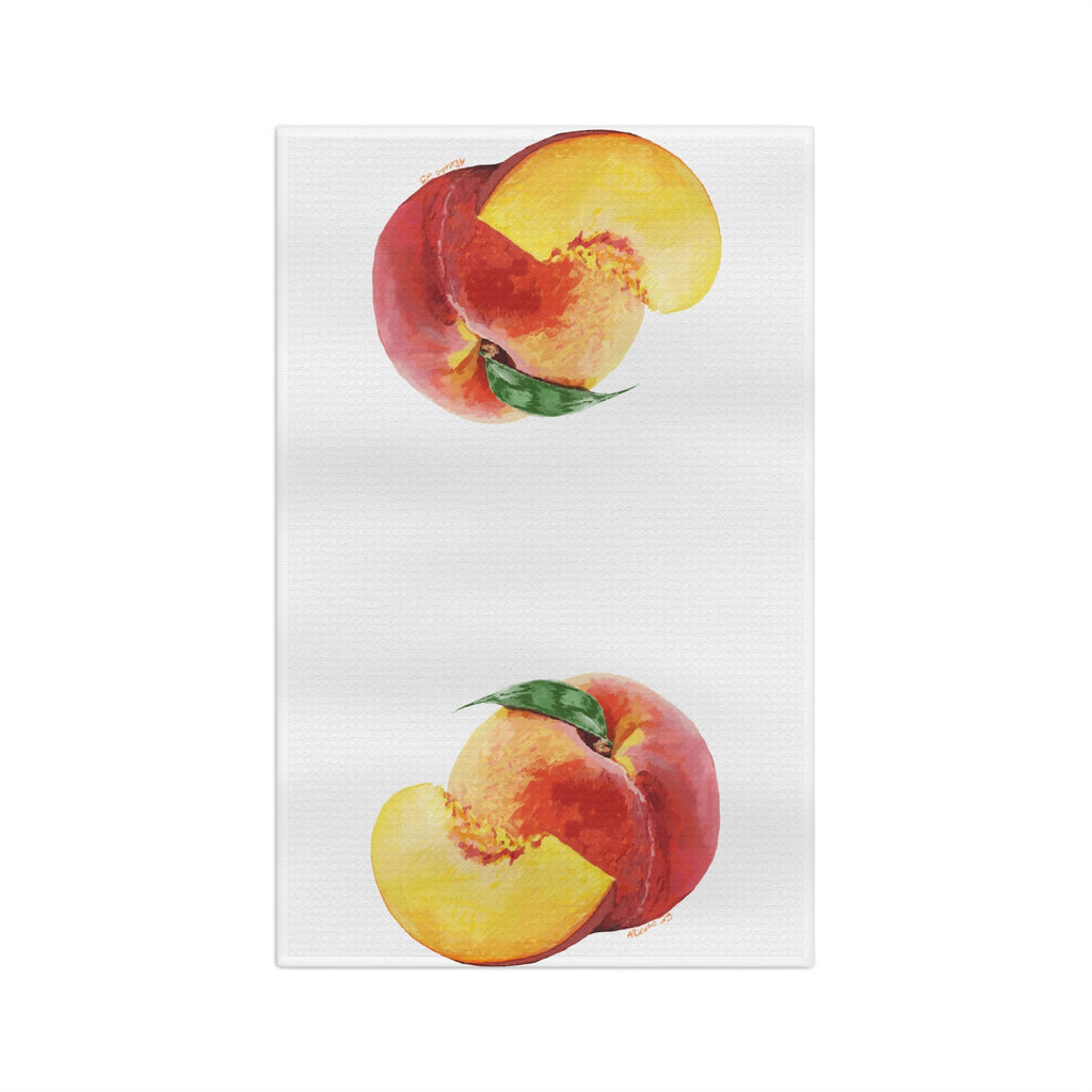 Peach Watercolor Microfiber Waffle Kitchen Towel - Blue Cava