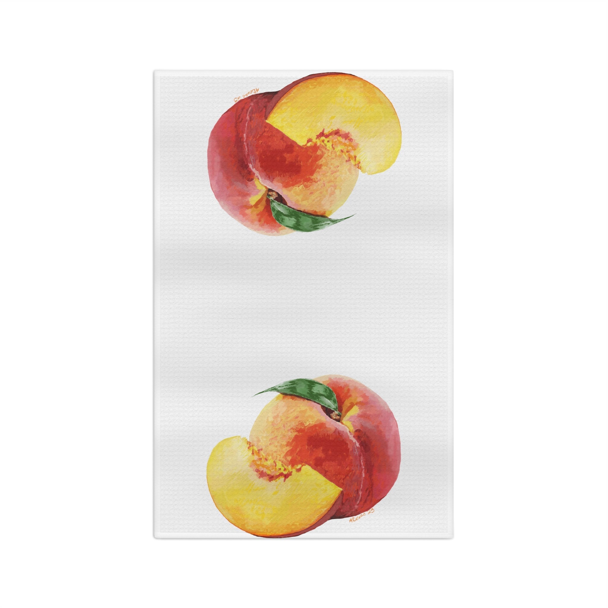 Peach Watercolor Microfiber Waffle Kitchen Towel - Blue Cava