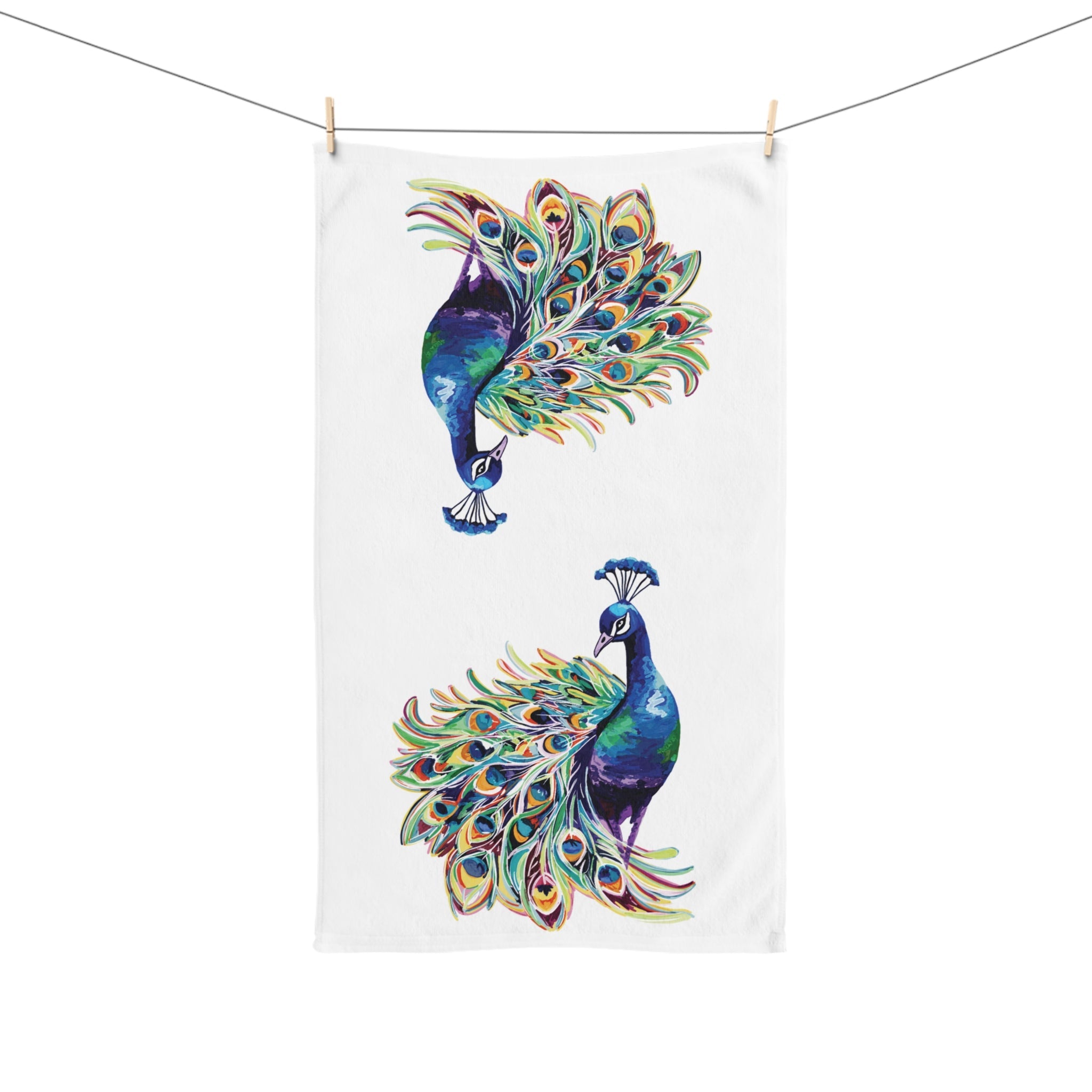 Peacock Cotton Hand Towel - Blue Cava