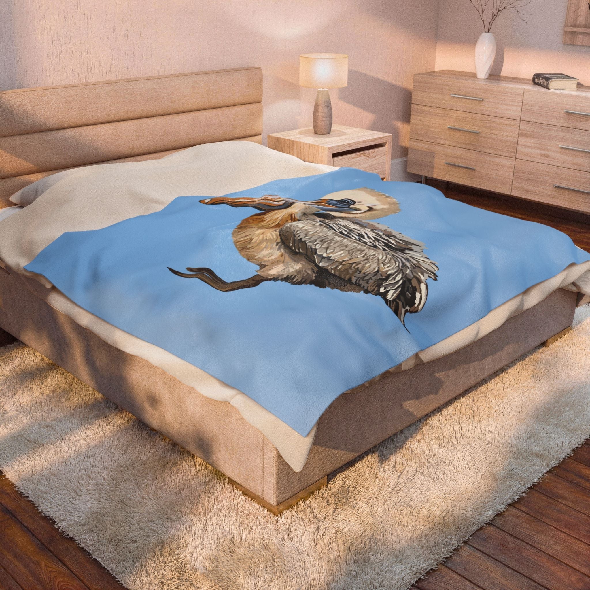 Pelican Cozy Velveteen Plush Blanket - Blue Cava