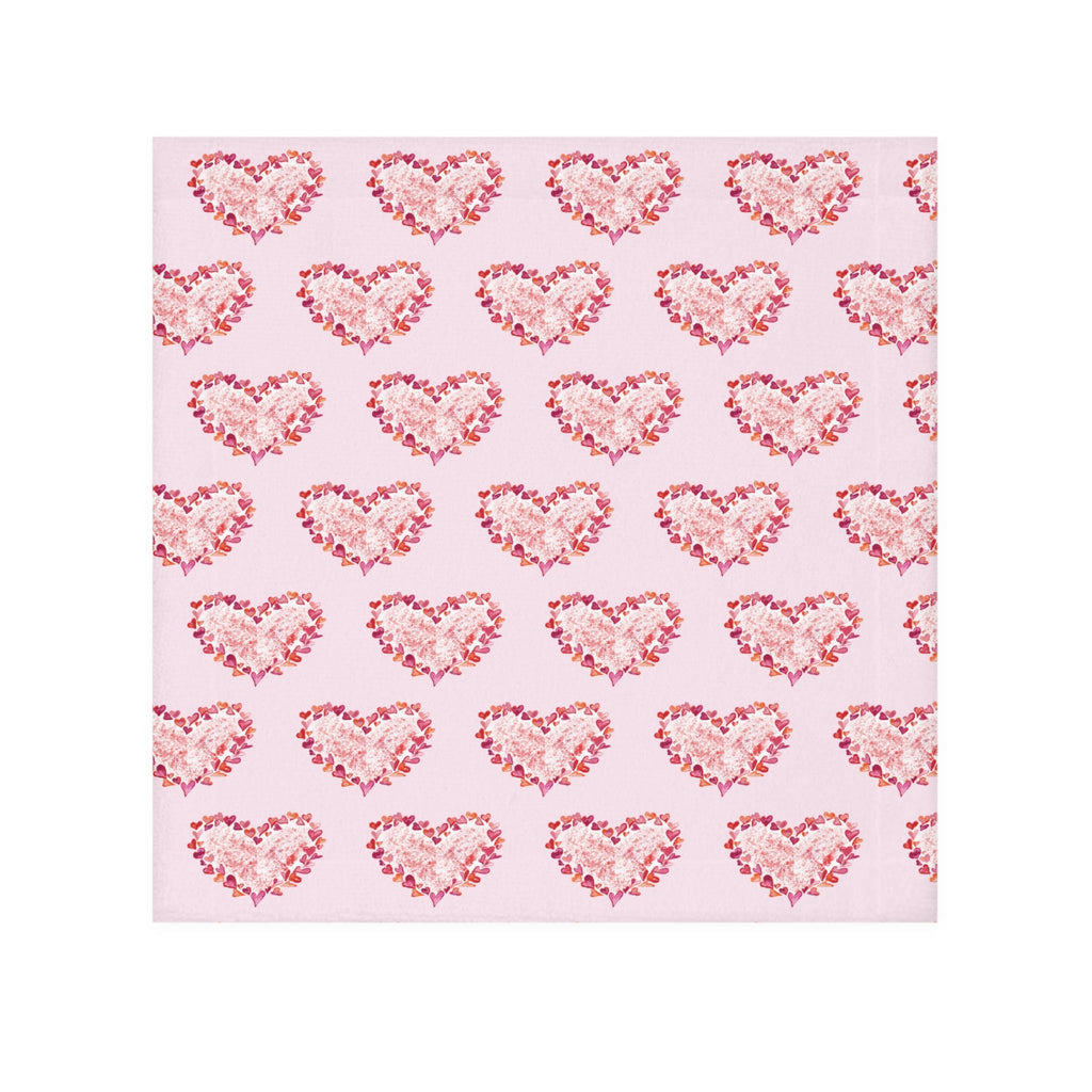 Pink Heart Washcloth Towel — Cute Valentine's Cotton Face Cloth - Blue Cava
