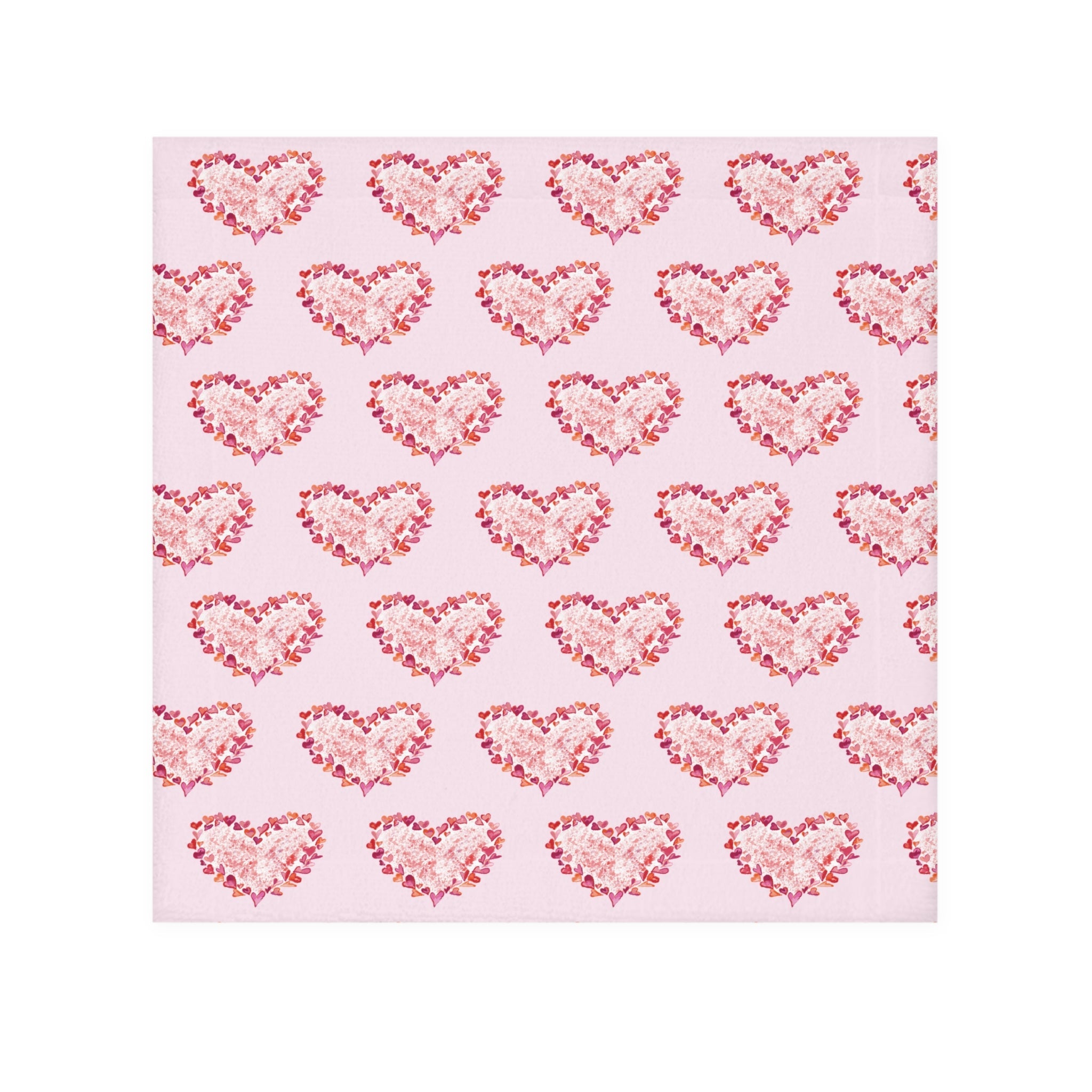 Pink Heart Washcloth Towel — Cute Valentine's Cotton Face Cloth - Blue Cava