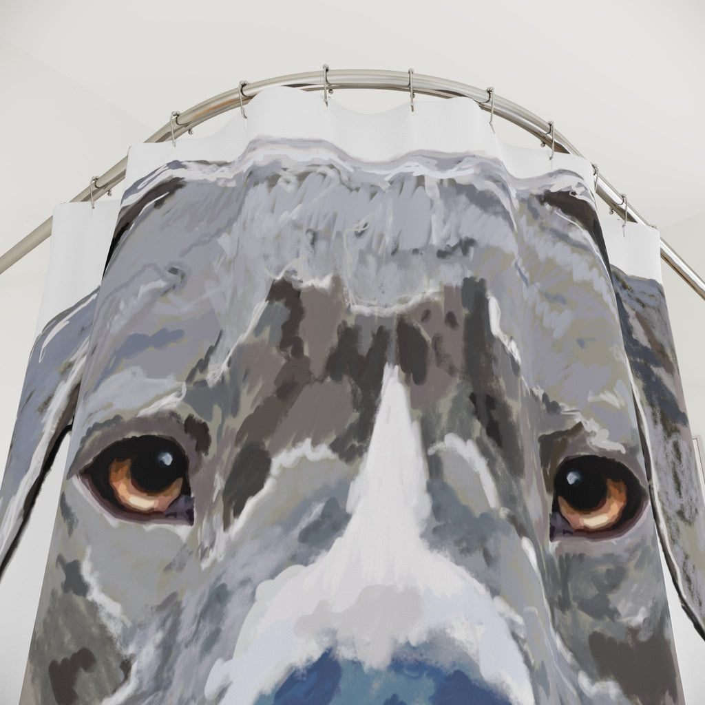 Pit Bull Dog Portrait Shower Curtain — Bathroom Decor - Blue Cava