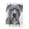 Pit Bull Dog Portrait Shower Curtain — Bathroom Decor - Blue Cava
