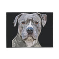 Pitbull Watercolor Portrait Velveteen Plush Blanket - Blue Cava