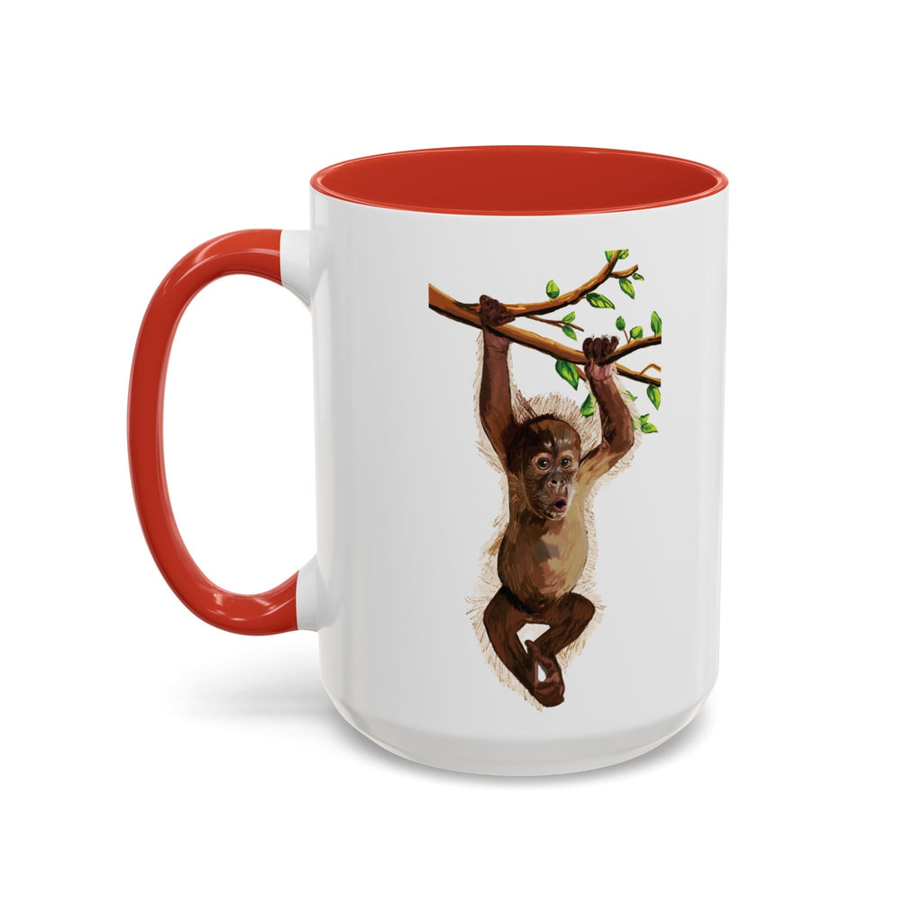 Playful Hanging Monkey Two Tone Ceramic Coffee Mugs - Blue Cava