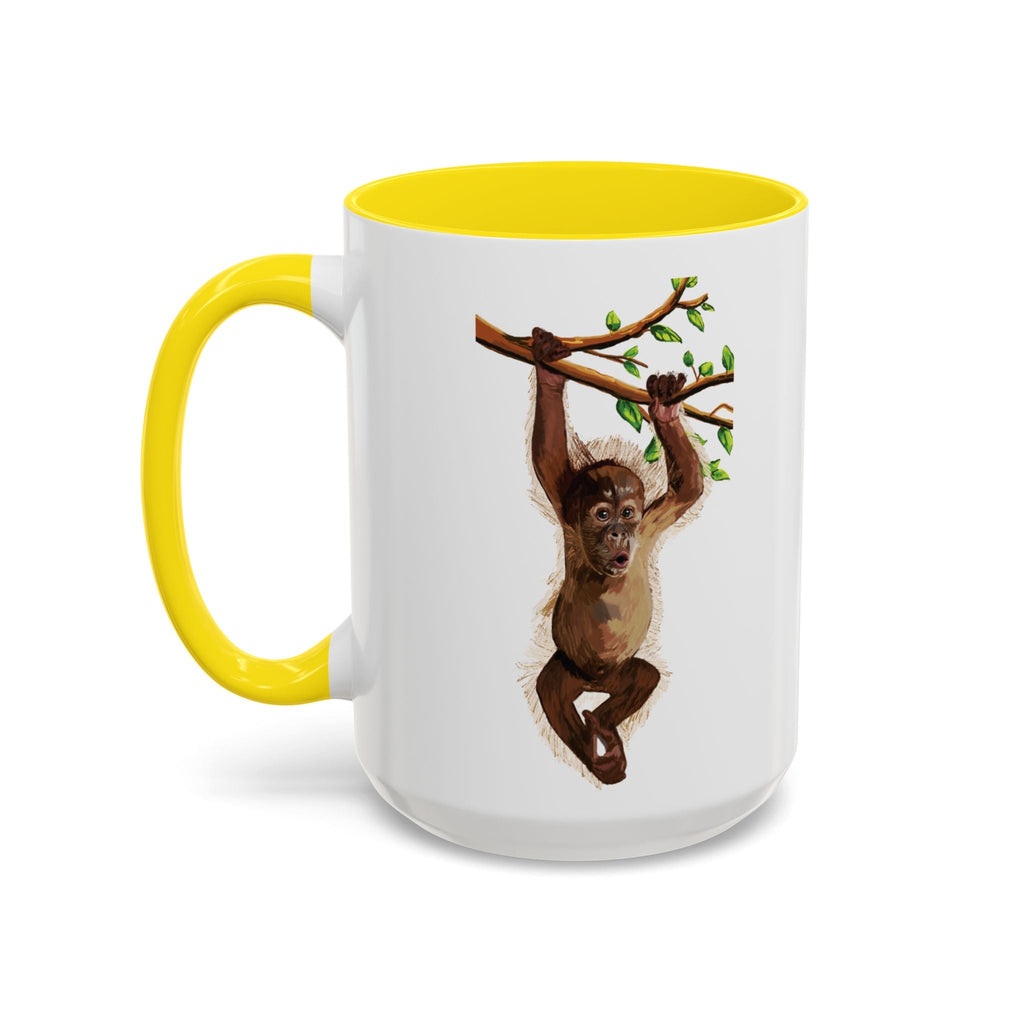 Playful Hanging Monkey Two Tone Ceramic Coffee Mugs - Blue Cava