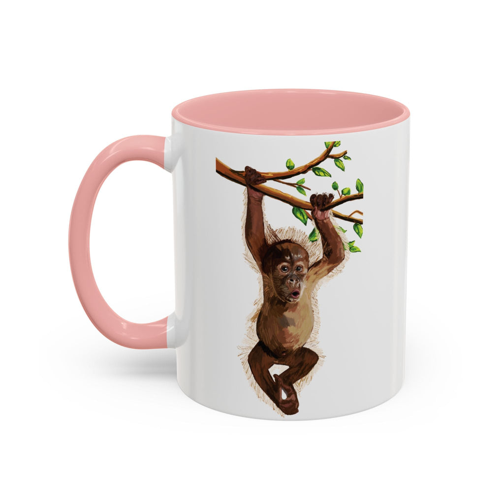 Playful Hanging Monkey Two Tone Ceramic Coffee Mugs - Blue Cava