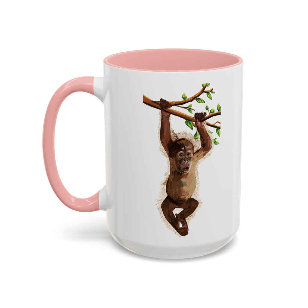 Playful Hanging Monkey Two Tone Ceramic Coffee Mugs - Blue Cava