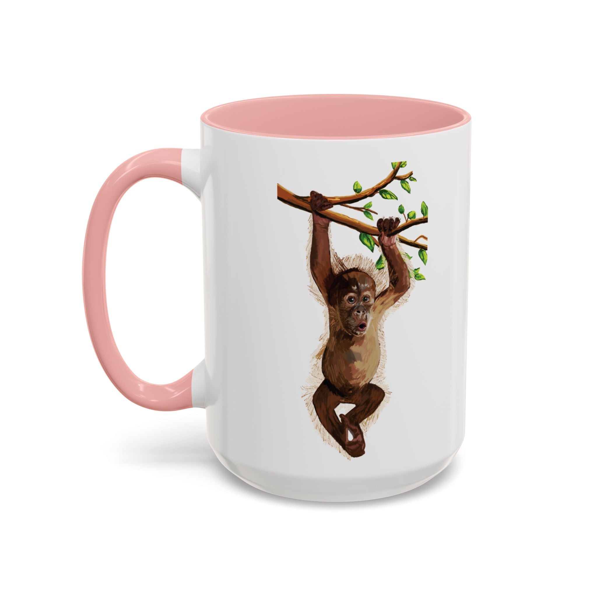 Playful Hanging Monkey Two Tone Ceramic Coffee Mugs - Blue Cava