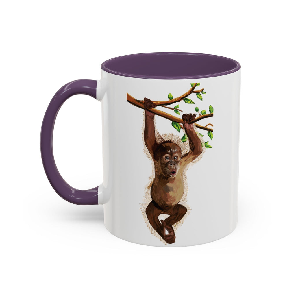 Playful Hanging Monkey Two Tone Ceramic Coffee Mugs - Blue Cava