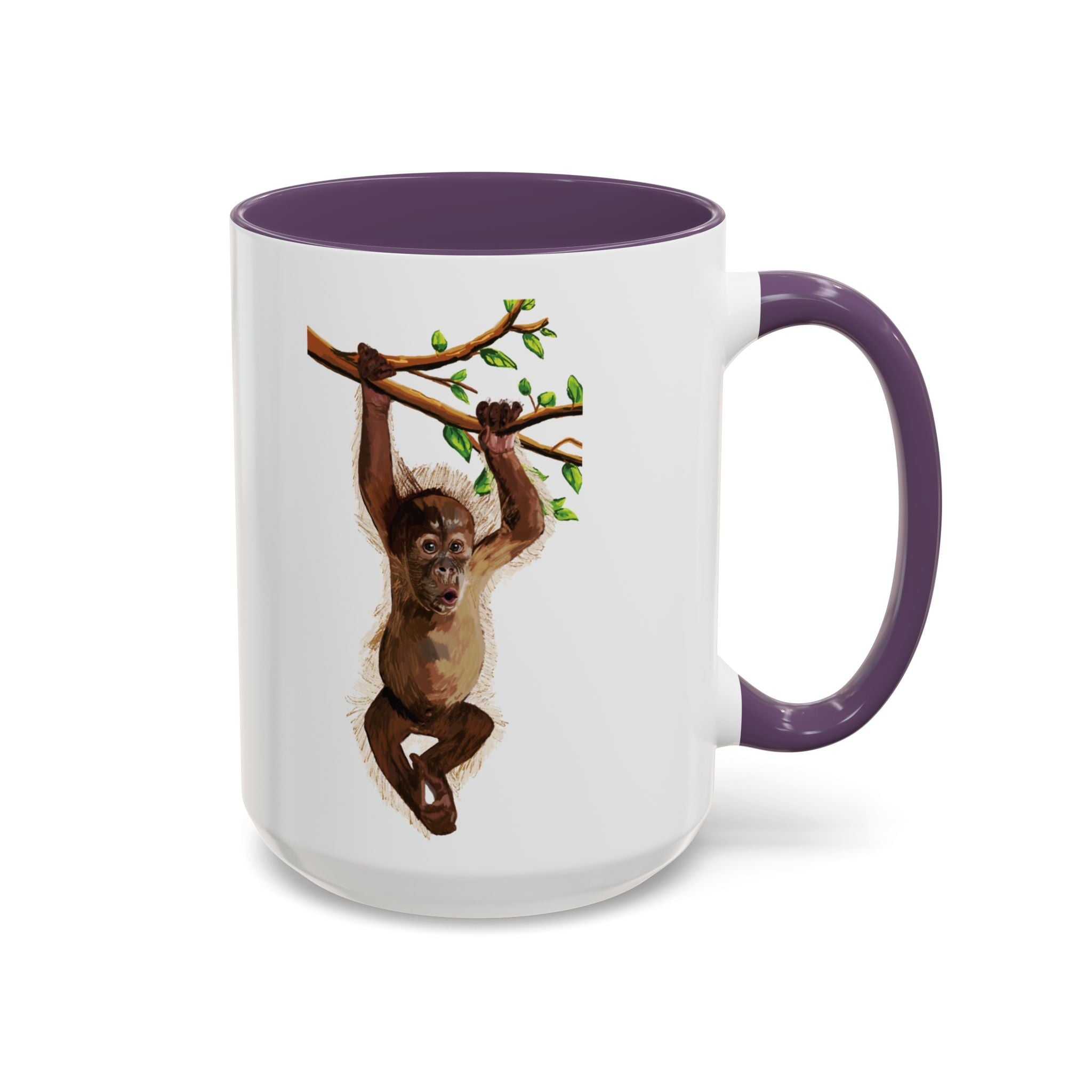 Playful Hanging Monkey Two Tone Ceramic Coffee Mugs - Blue Cava