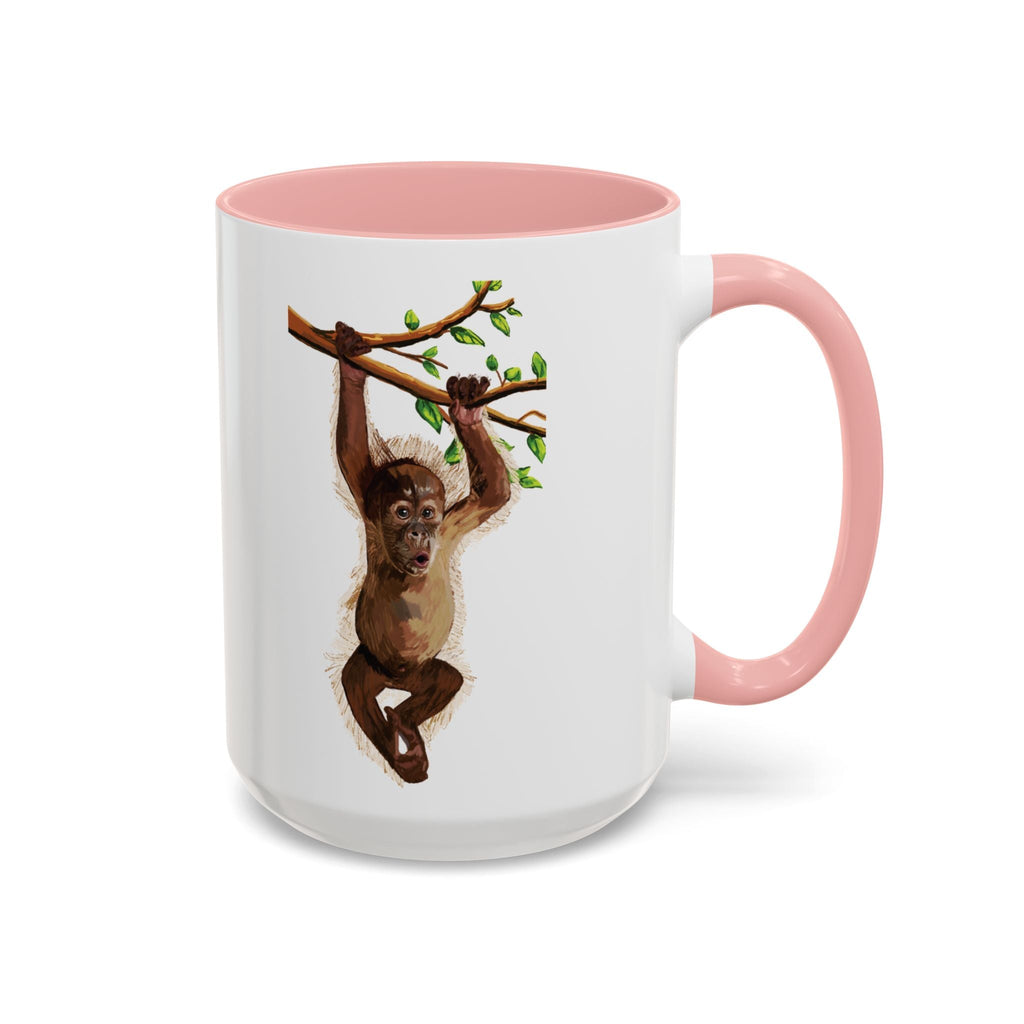 Playful Hanging Monkey Two Tone Ceramic Coffee Mugs - Blue Cava