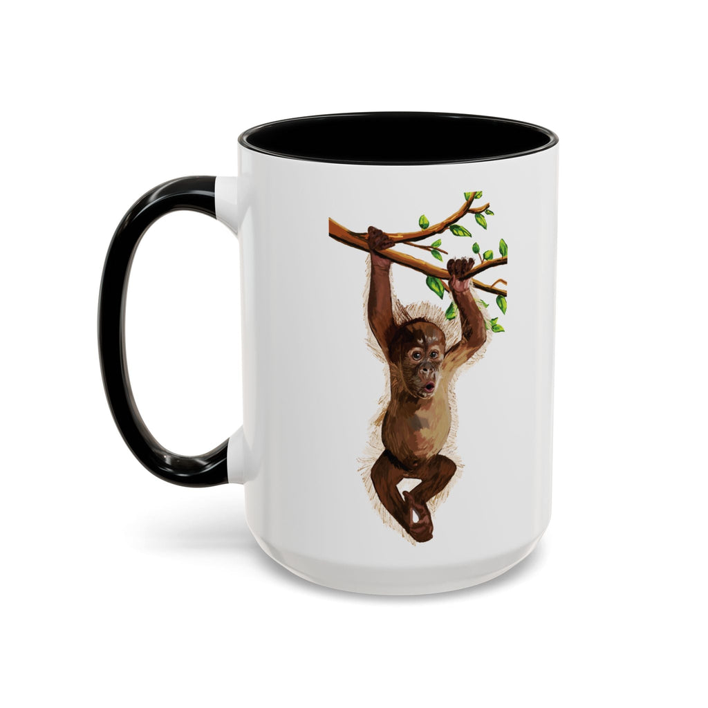 Playful Hanging Monkey Two Tone Ceramic Coffee Mugs - Blue Cava