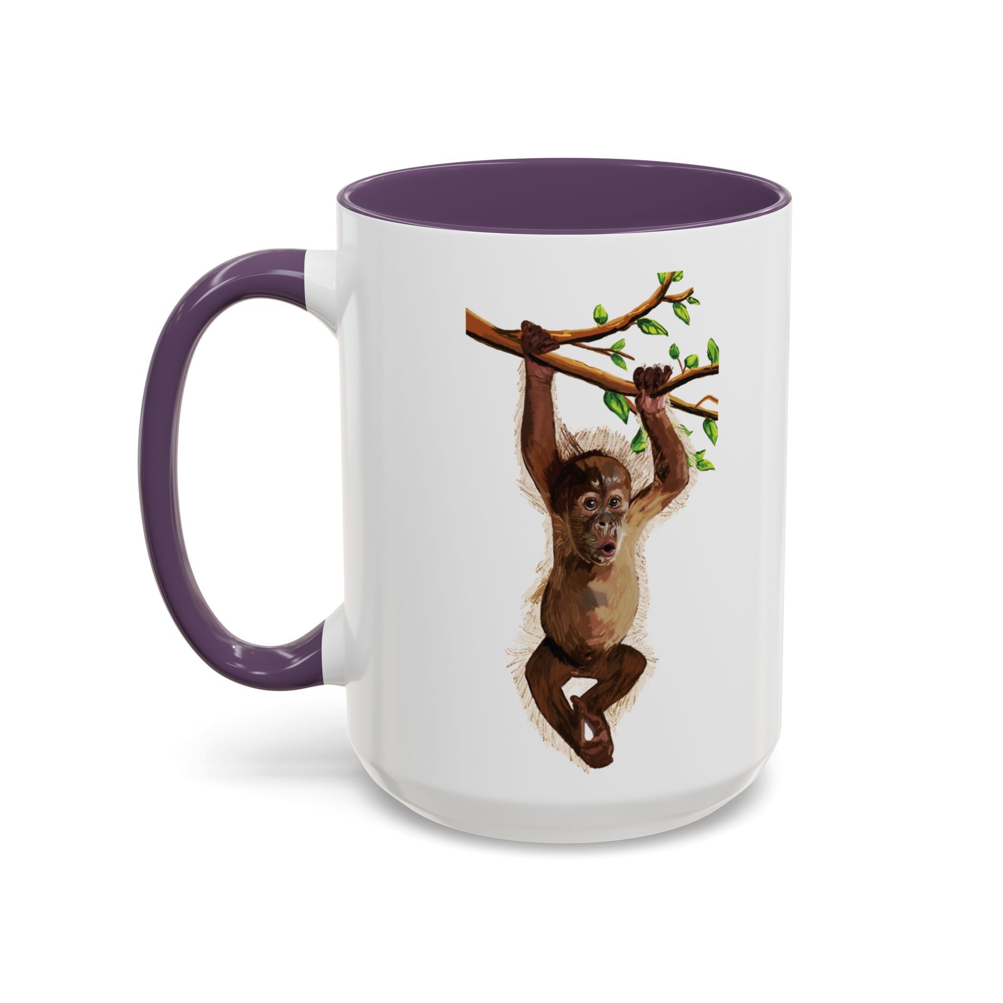 Playful Hanging Monkey Two Tone Ceramic Coffee Mugs - Blue Cava