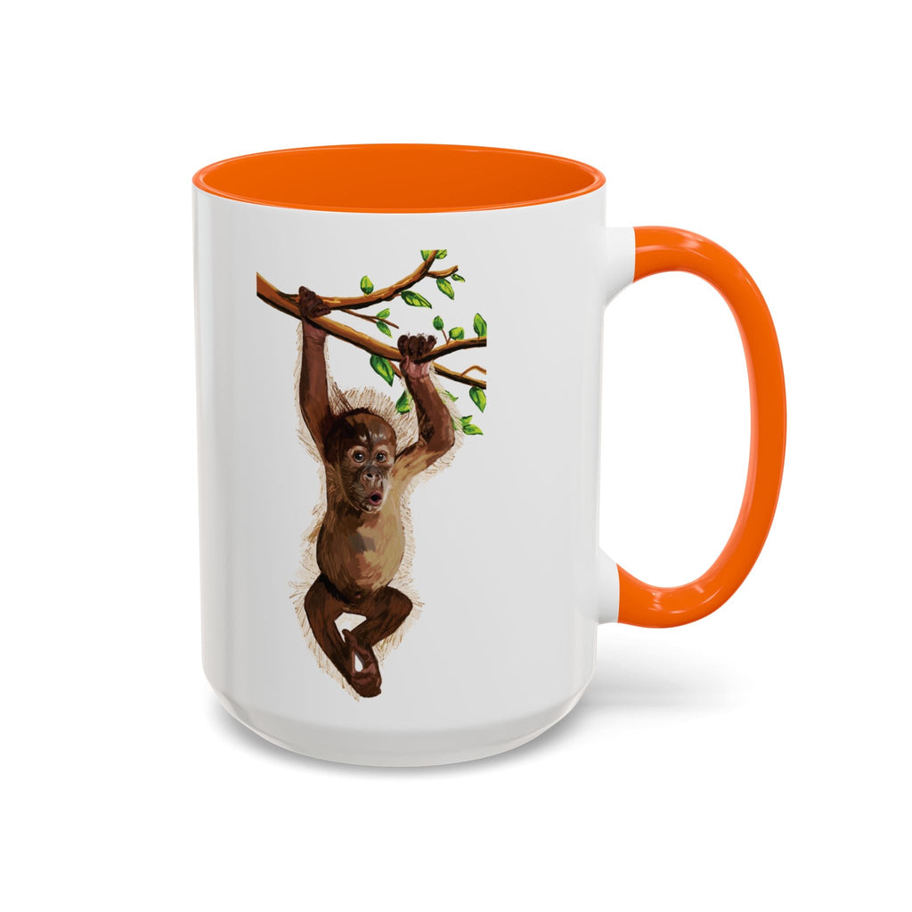 Playful Hanging Monkey Two Tone Ceramic Coffee Mugs - Blue Cava