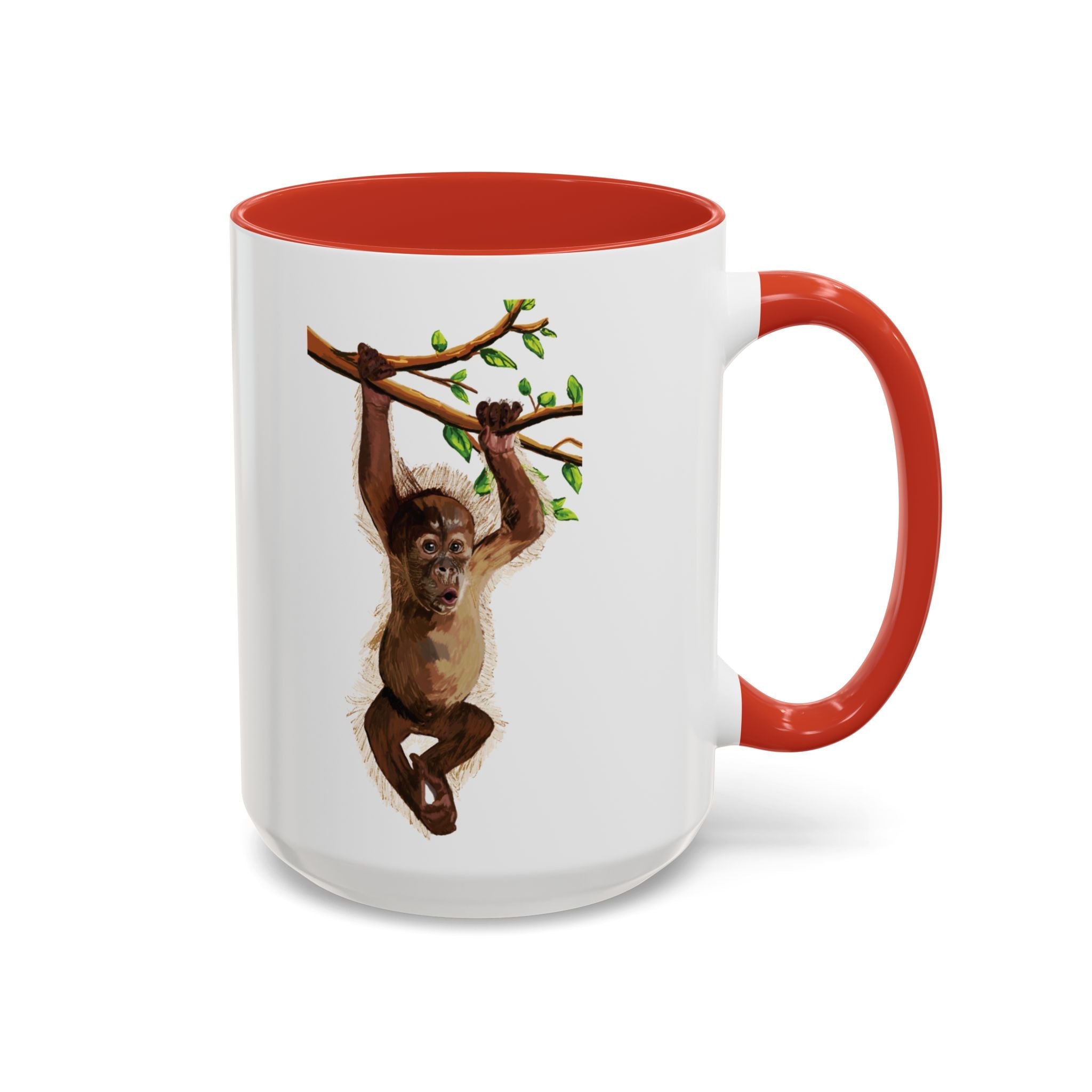 Playful Hanging Monkey Two Tone Ceramic Coffee Mugs - Blue Cava
