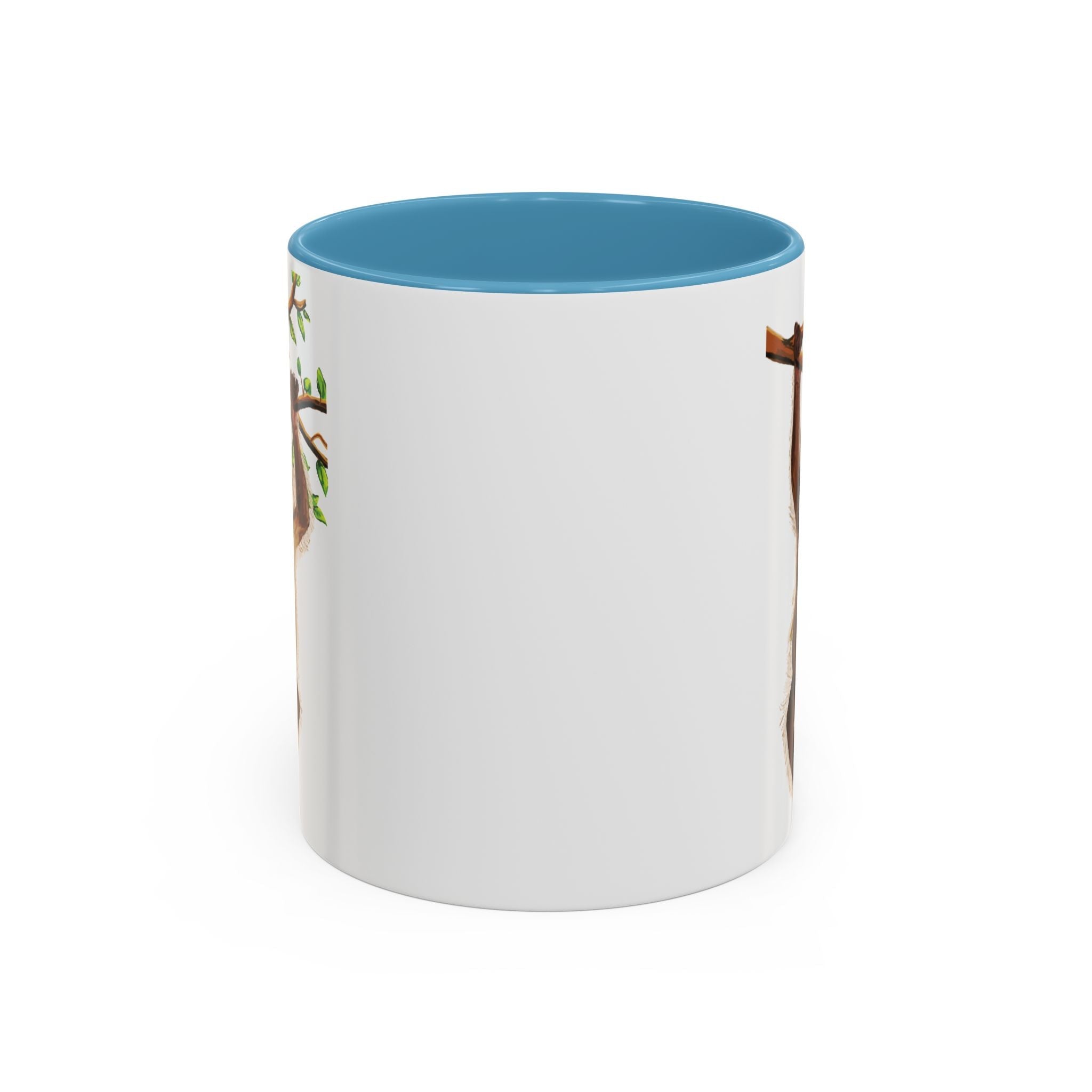 Playful Hanging Monkey Two Tone Ceramic Coffee Mugs - Blue Cava