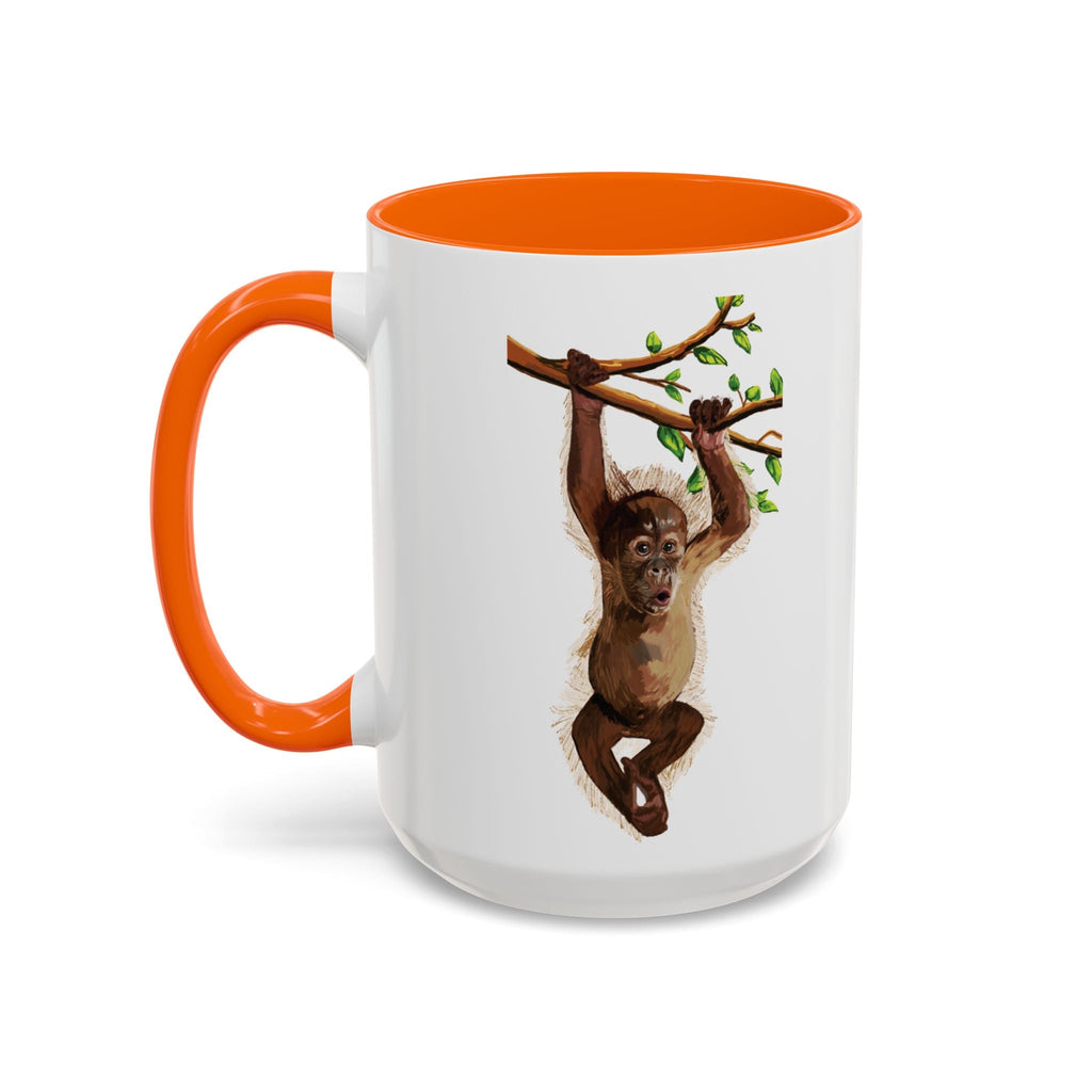 Playful Hanging Monkey Two Tone Ceramic Coffee Mugs - Blue Cava