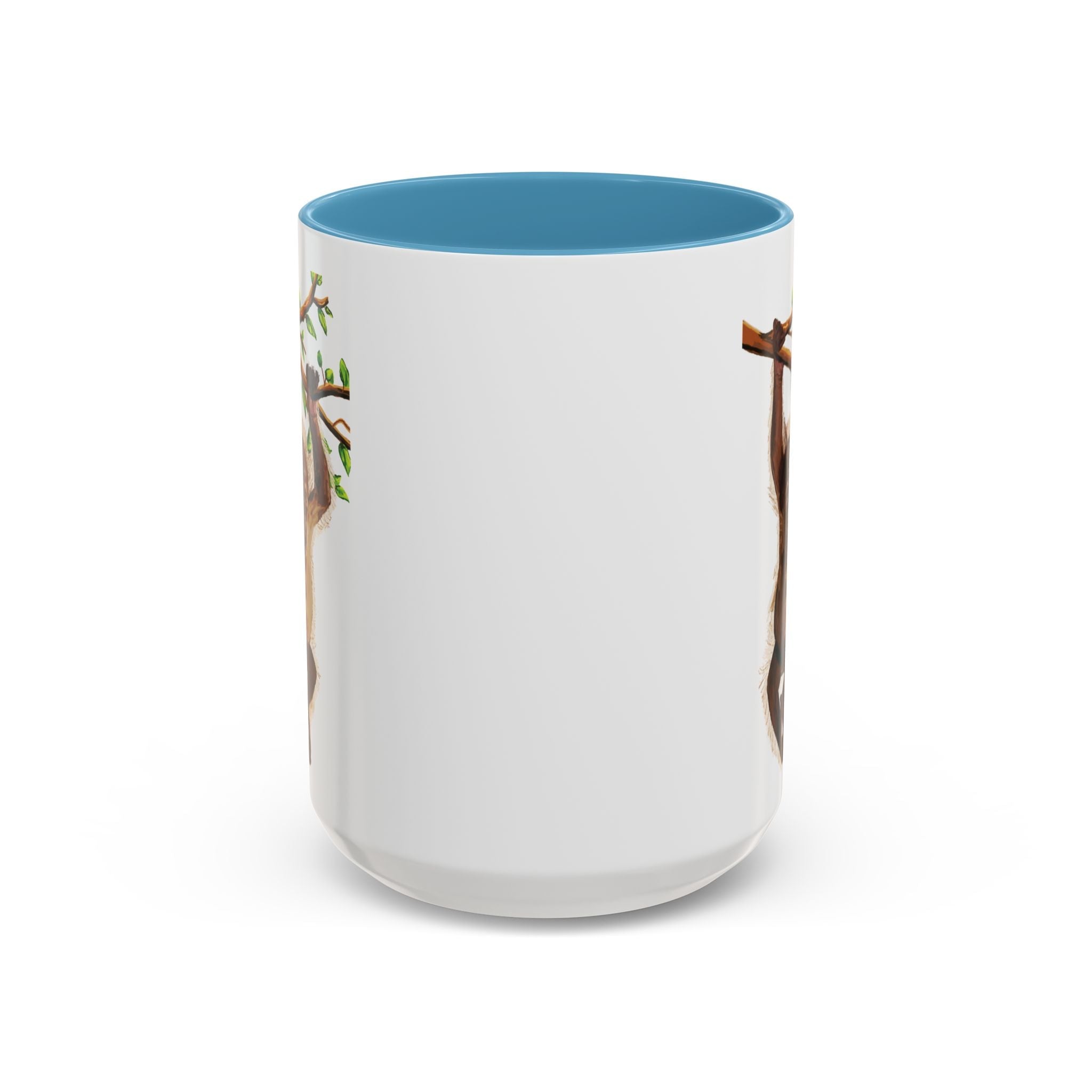 Playful Hanging Monkey Two Tone Ceramic Coffee Mugs - Blue Cava