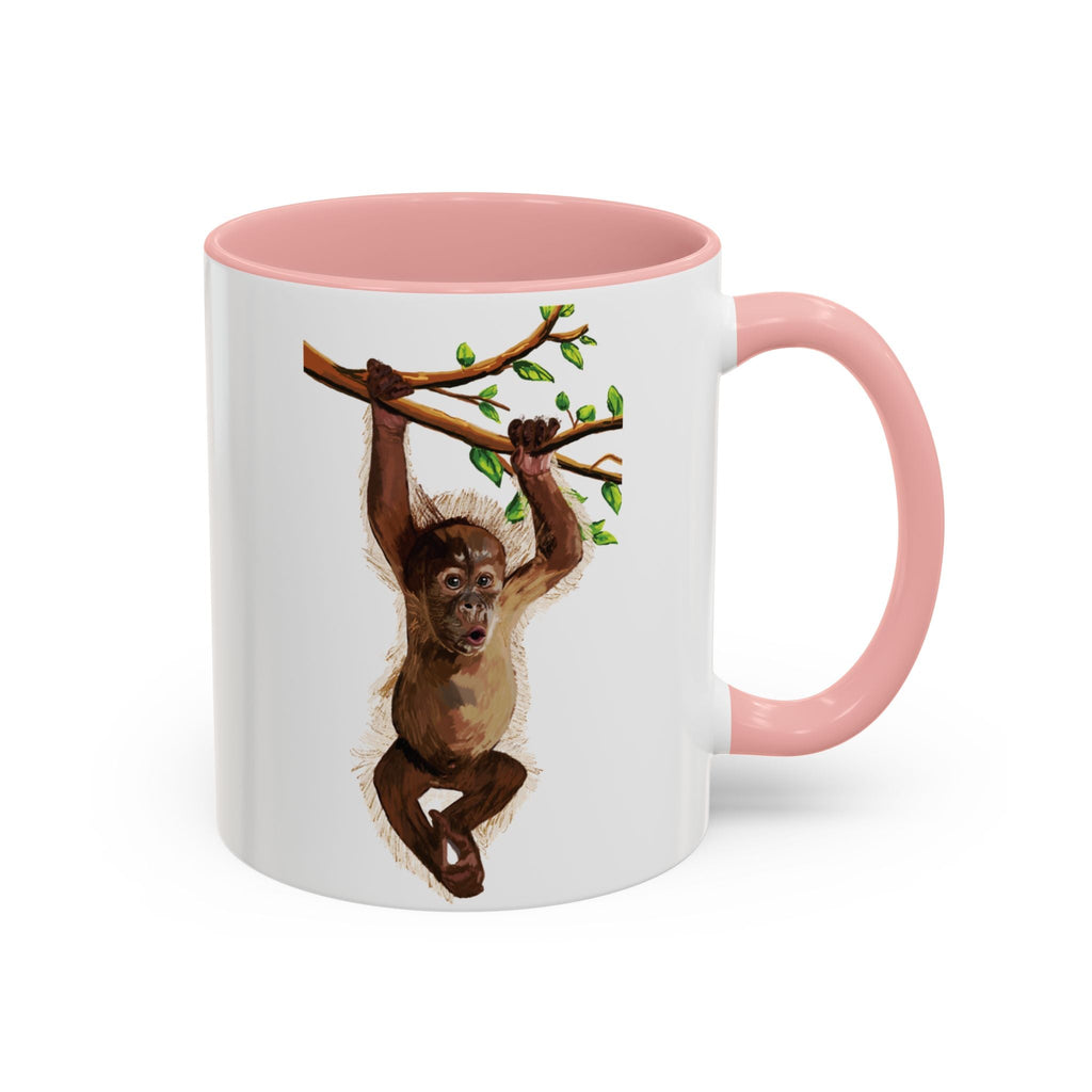 Playful Hanging Monkey Two Tone Ceramic Coffee Mugs - Blue Cava