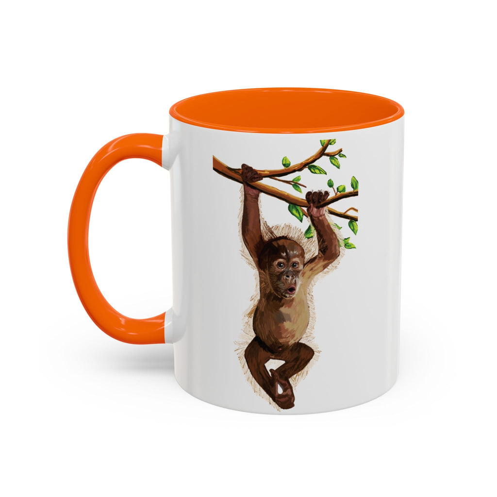 Playful Hanging Monkey Two Tone Ceramic Coffee Mugs - Blue Cava
