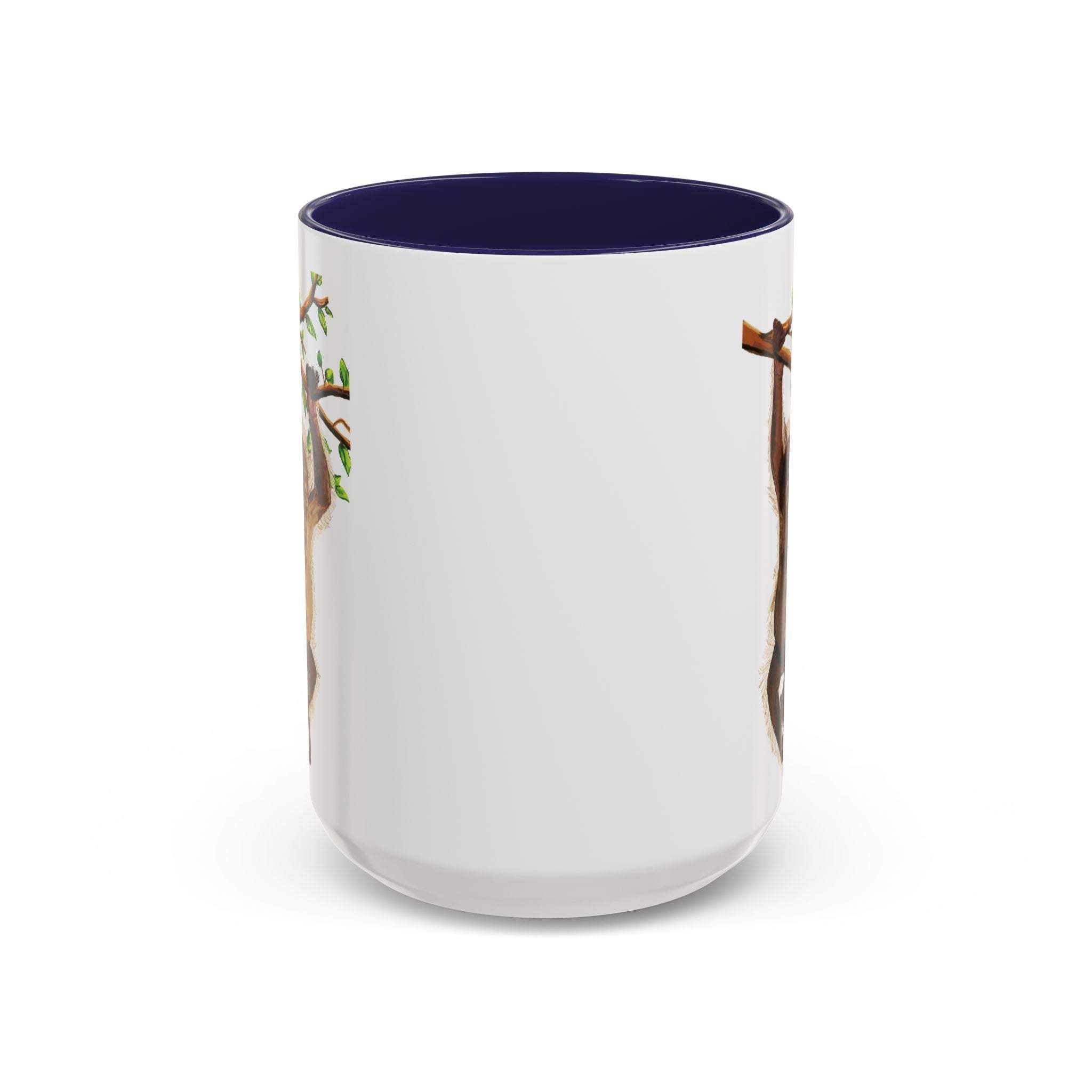 Playful Hanging Monkey Two Tone Ceramic Coffee Mugs - Blue Cava
